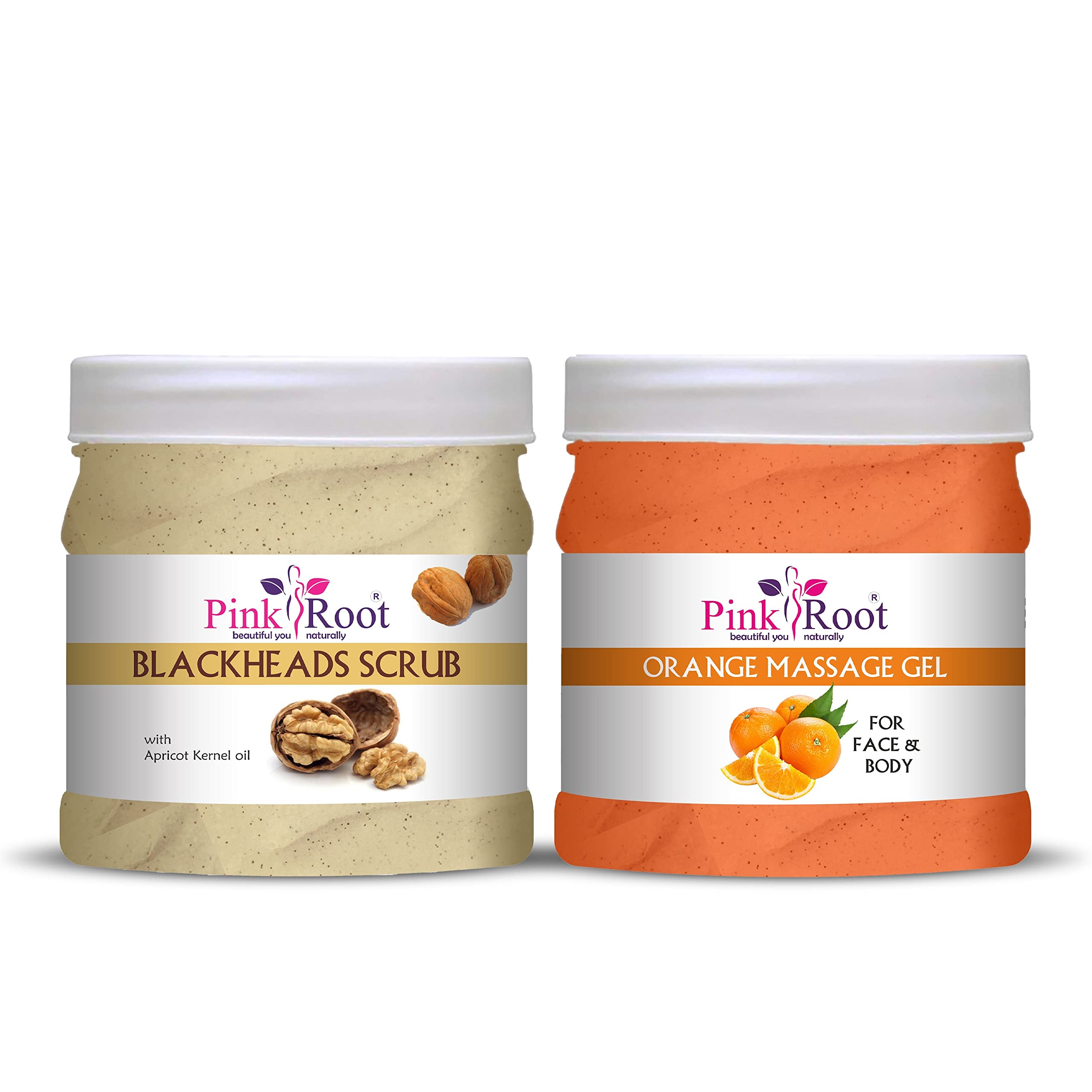 Pink Root Orange Massage Gel & Blackhead Scrub 500ml - Deep Cleansing Facial Treatment for Acne & Pore Care | Spa & Home Skincare Routine