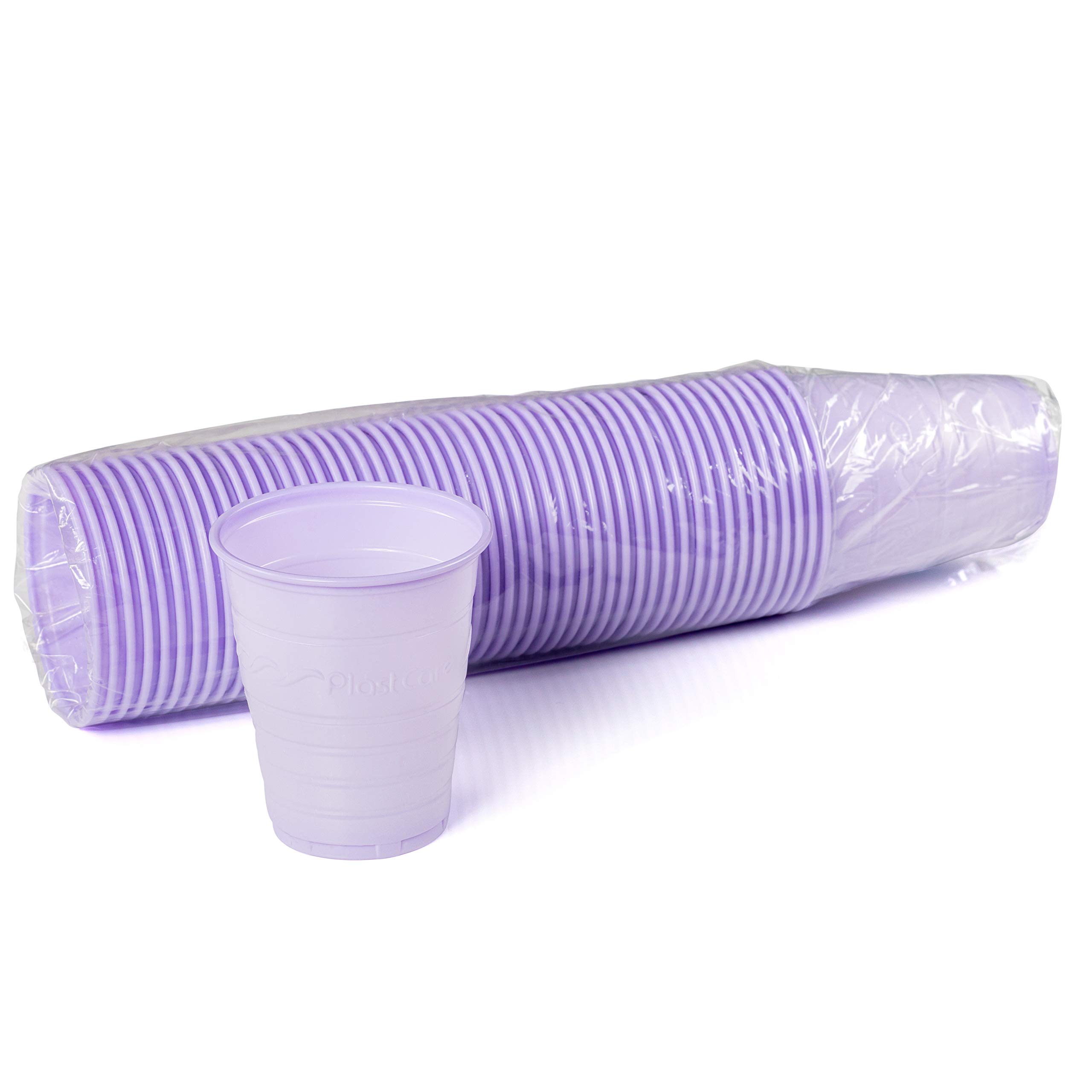 200 Pack 5 oz Disposable Plastic Cups - Purple Ribbed Design for Drinking, Mouthwash Rinse & Dental Care | Perfect for Parties, Picnics, and Home Use