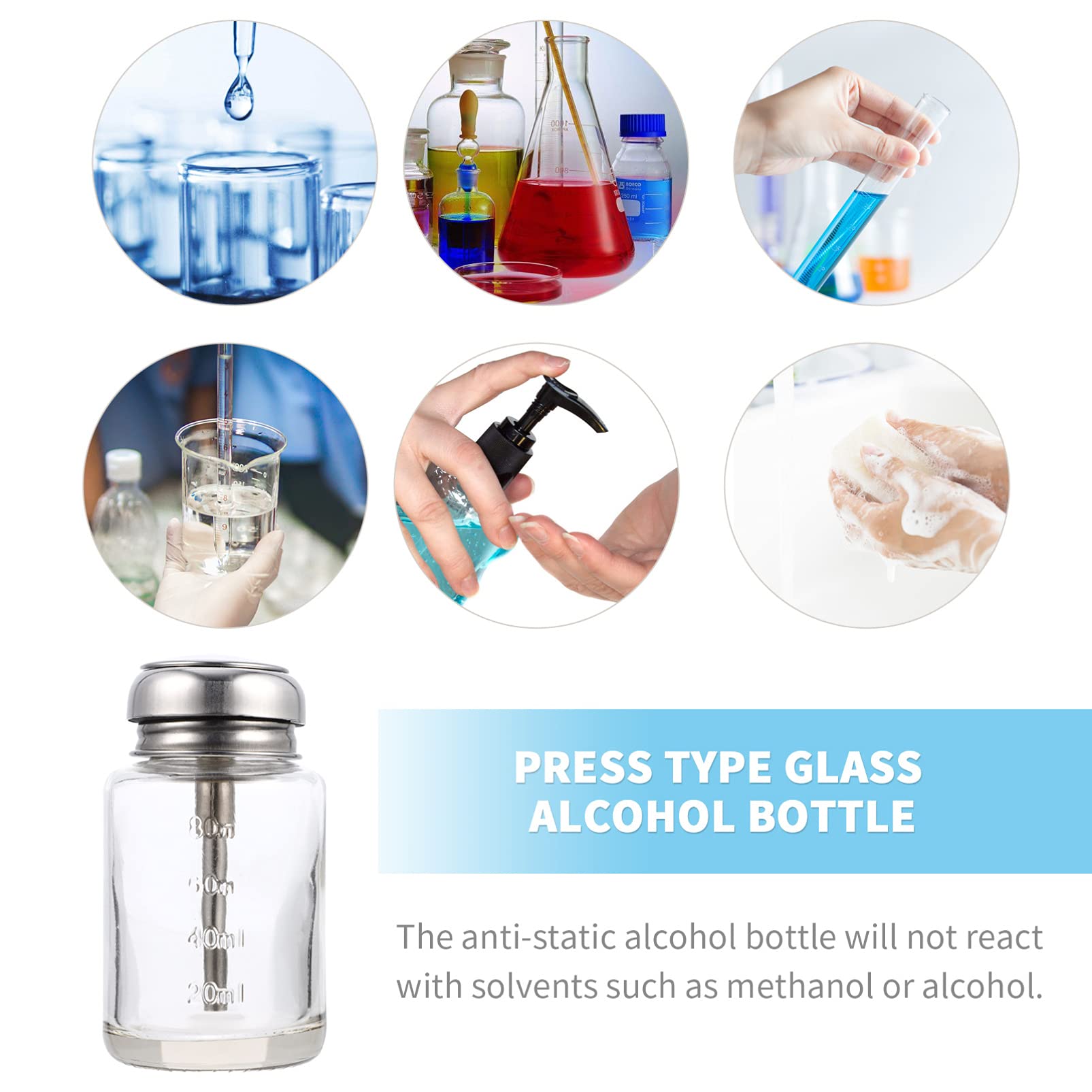100ml Glass Push Down Pump Bottle - Transparent Cosmetic Dispenser for Nail Polish, Makeup Remover & Skincare | Perfect for Salons, Travel & Home Beauty Organization