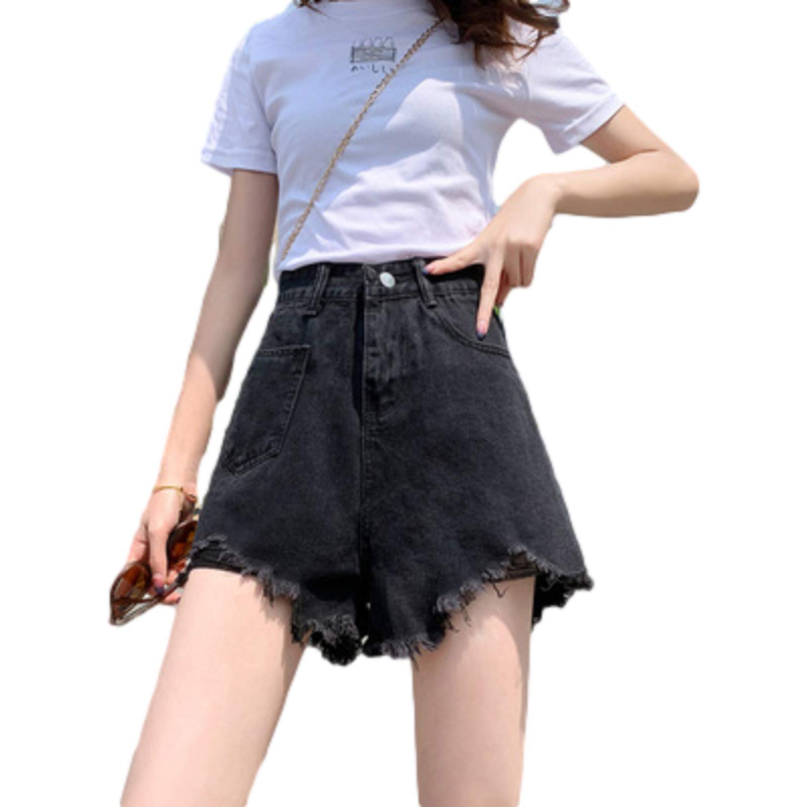 Women's High Waist Denim Shorts - Trendy Raw Hem Distressed Denim Shorts for Women | Casual Summer Outfits, Beach Wear & Street Style Fashion