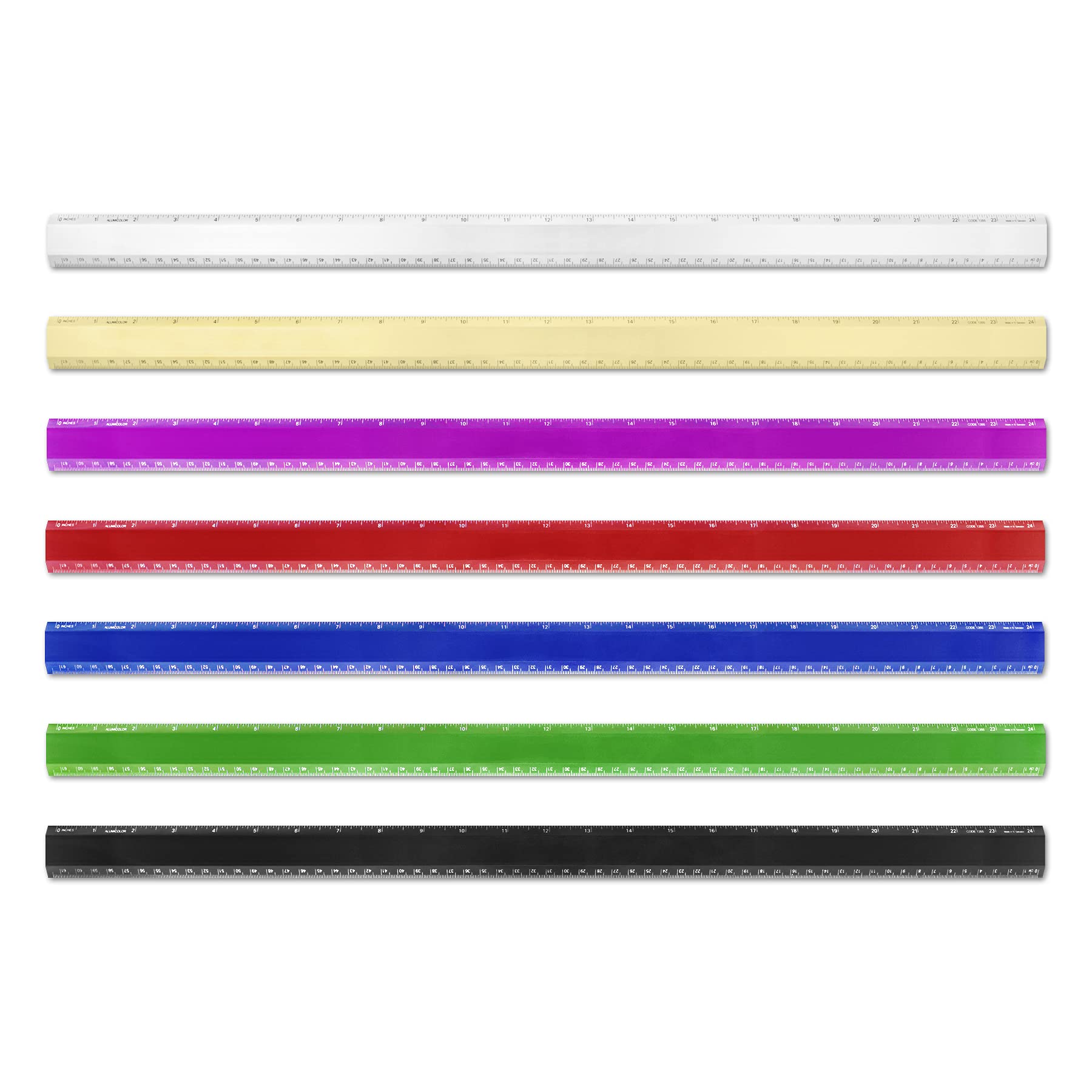 Alumicolor 24-Inch Aluminum Non-Slip Desk Ruler - Blue | Durable Metal Straight Edge for Office, School & Crafting | Perfect for Architects, Engineers & Artists