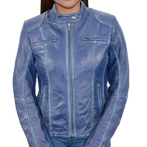 Milwaukee Leather SFL2830 Women's Aqua Scuba Style Sheepskin Fashion Leather Jacket - Waterproof & Stylish Outerwear for Casual Wear, Motorcycle Riding & Fall Fashion
