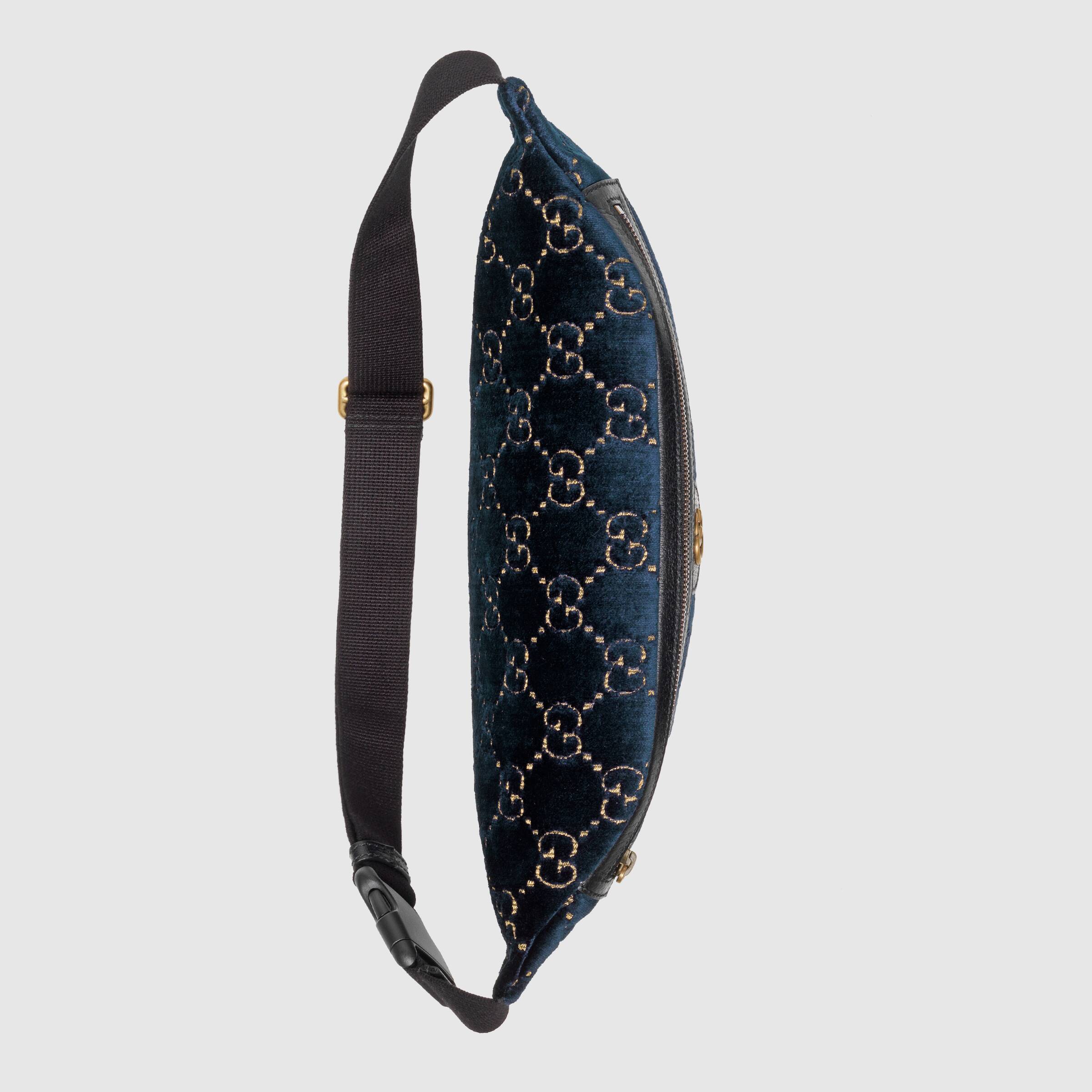 GG Velvet Belt Bag for Women - Dark Blue Crossbody Fanny Pack - Perfect for Travel, Running, and Everyday Use