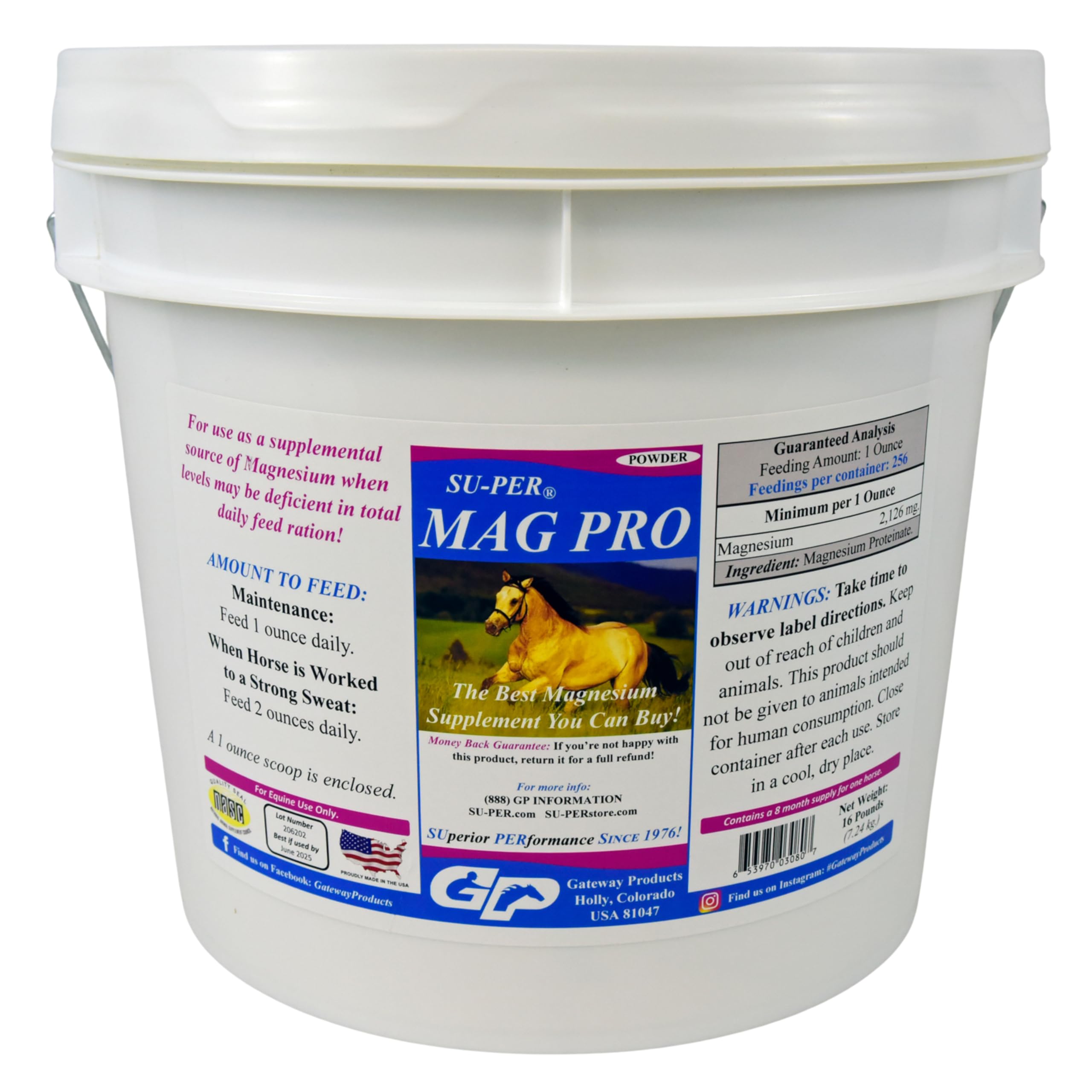 Mag Pro Horse Calming Supplement with Magnesium - 16lb (8 Month Supply) for Stress Relief & Normal Behavior Support - Ideal for Show Horses, Trail Riding & Training