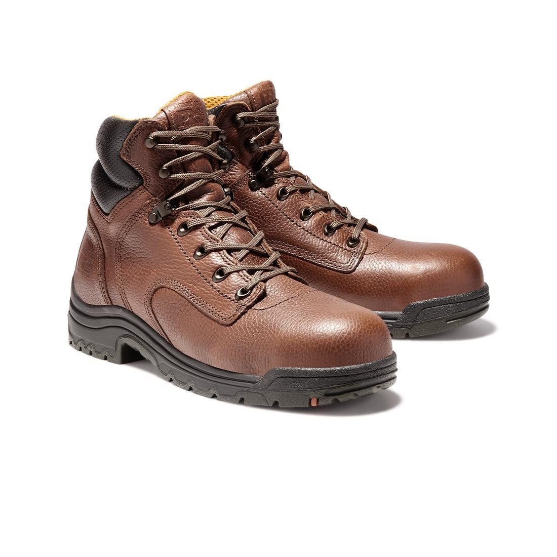 Titan® 6 Inch Alloy Toe Work Boots for Men - Brown Leather Safety Shoes with Slip Resistant Sole - Perfect for Construction, Warehouse & Industrial Work