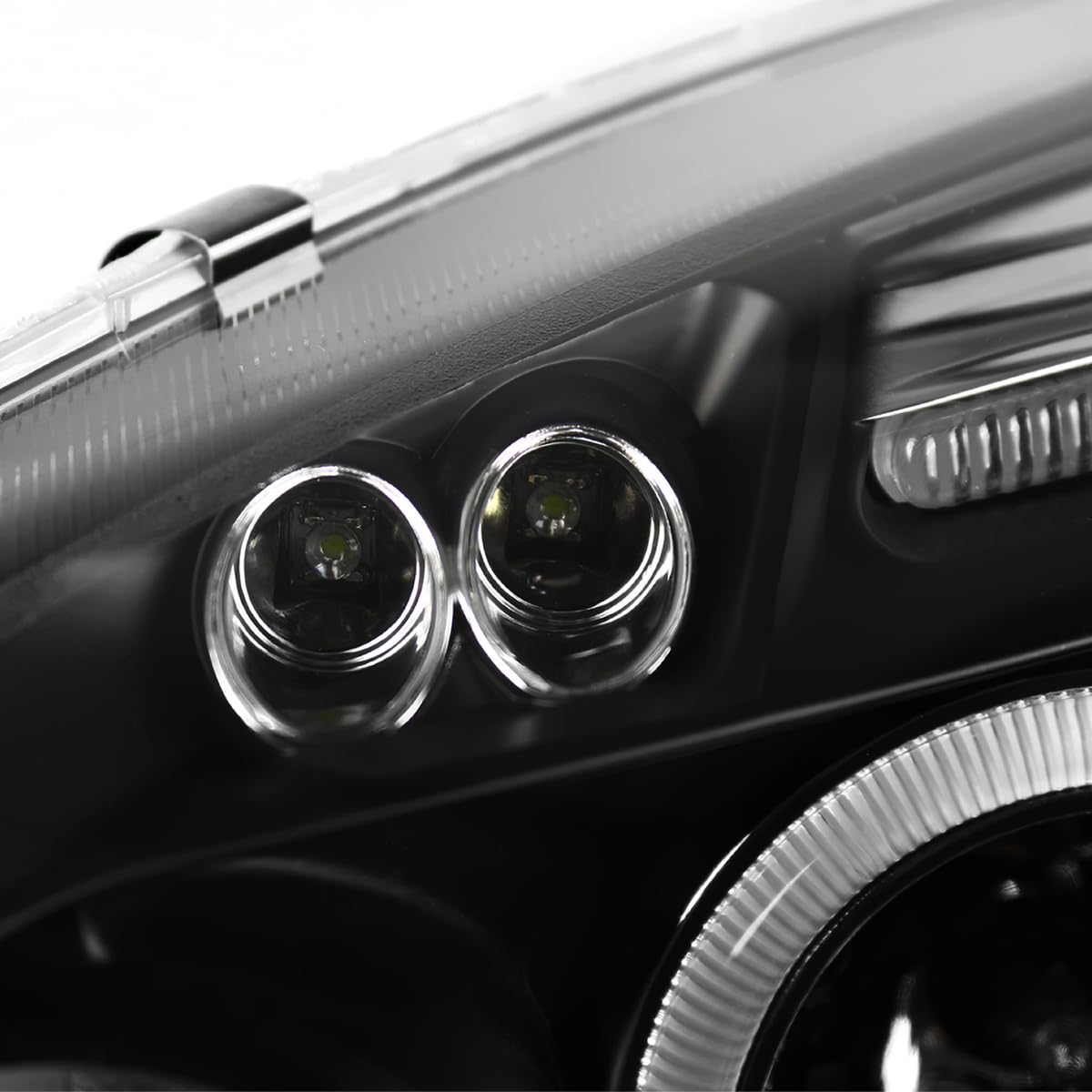 Spec-D Tuning Retro Style Projector Headlights Black with 8-LED Fog Lamps - Compatible with Volkswagen Golf Rabbit (Left & Right Pair Headlamp Assembly) - Perfect for Night Driving & Car Customization