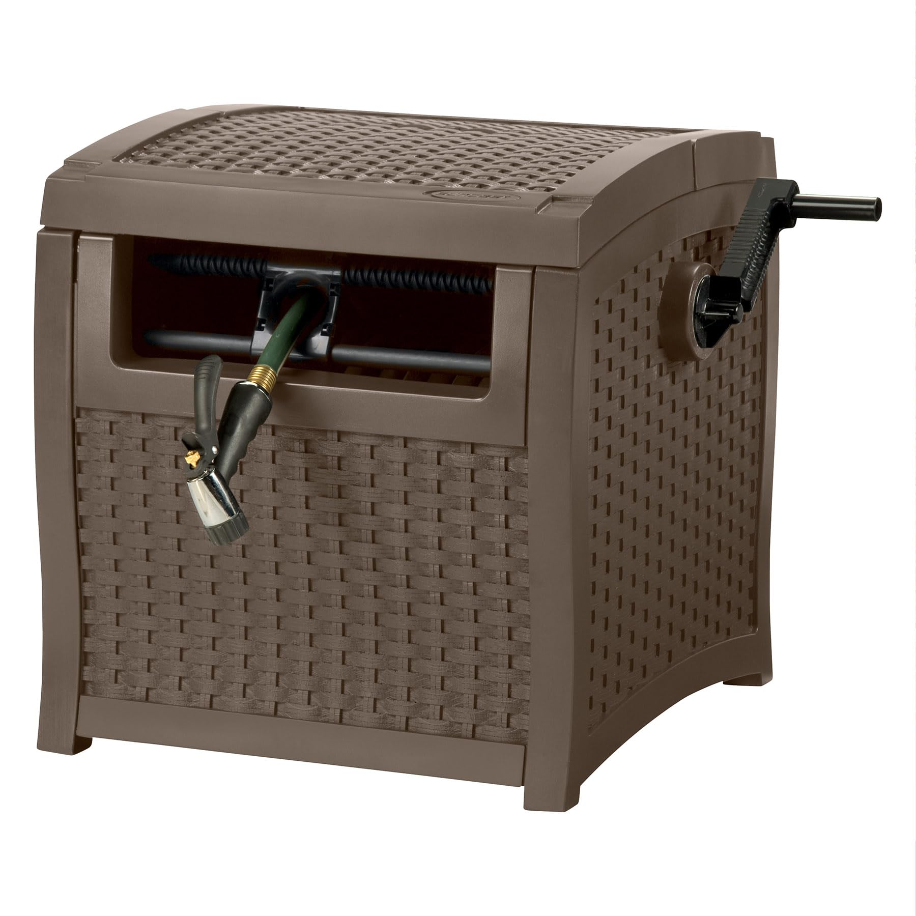 Suncast 225' Hose Reel with Smart Trak Hose Guide - Durable Resin Construction, Water-Tight Connection for Leak-Free Use - Perfect for Garden, Lawn & Outdoor Watering (Brown)