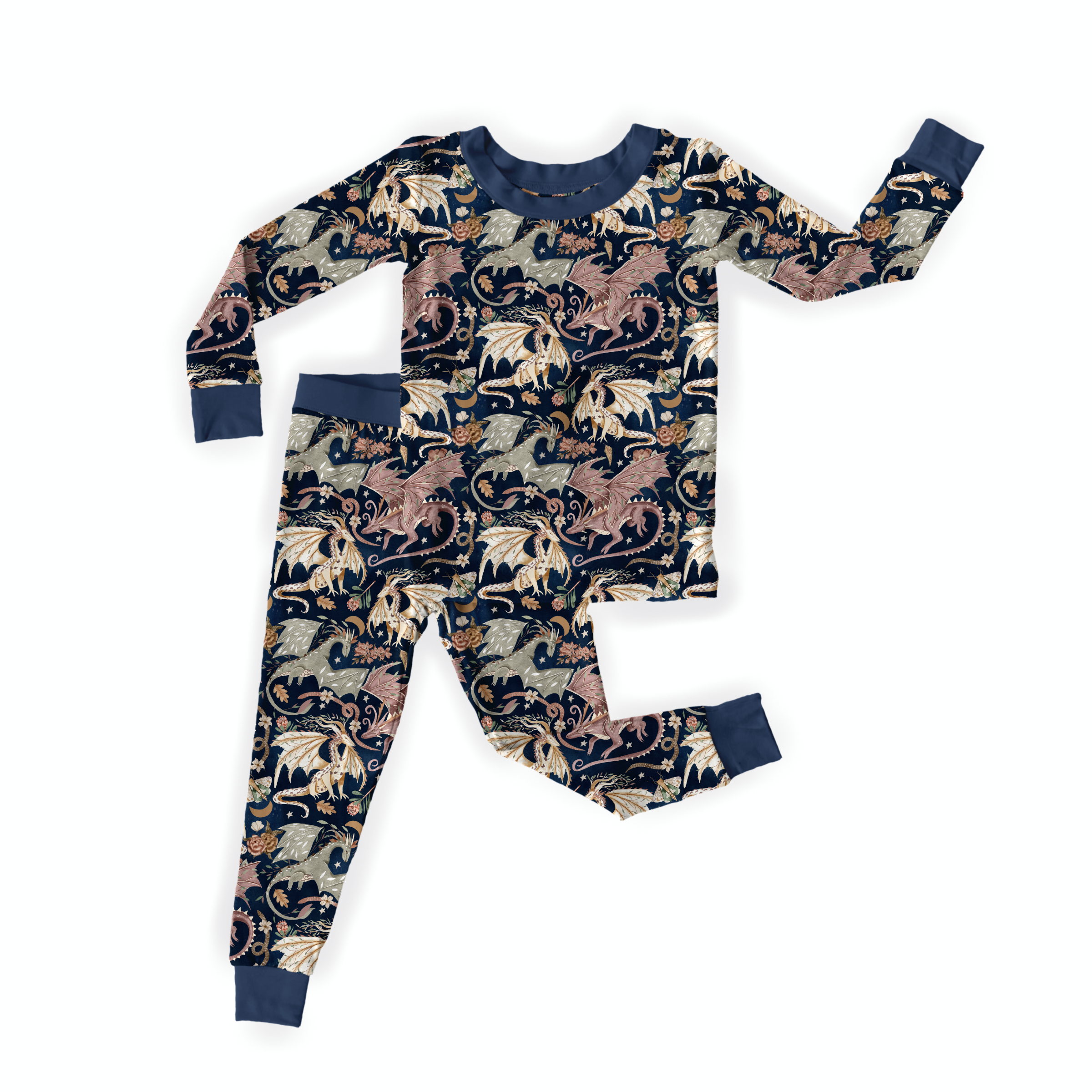Dancing Dragons Two-Piece Pajama Set for Women - Soft Cotton Sleepwear with Loose Fit - Perfect for Lounge, Sleep & Relaxation at Home