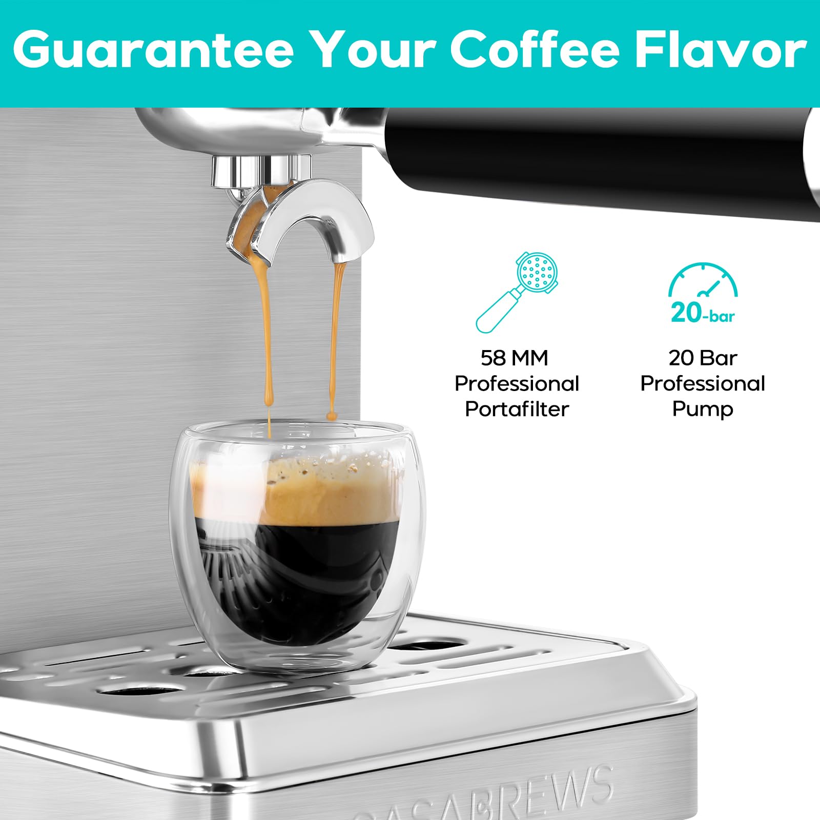 CASABREWS 20 Bar Espresso Machine with Milk Frother & Hot Water Wand - Professional Coffee Maker for Espresso, Americano, Latte, Cappuccino - Adjustable Temperature Control - Perfect Gift for Coffee Lovers - Ideal for Home, Office & Coffee Shop Use