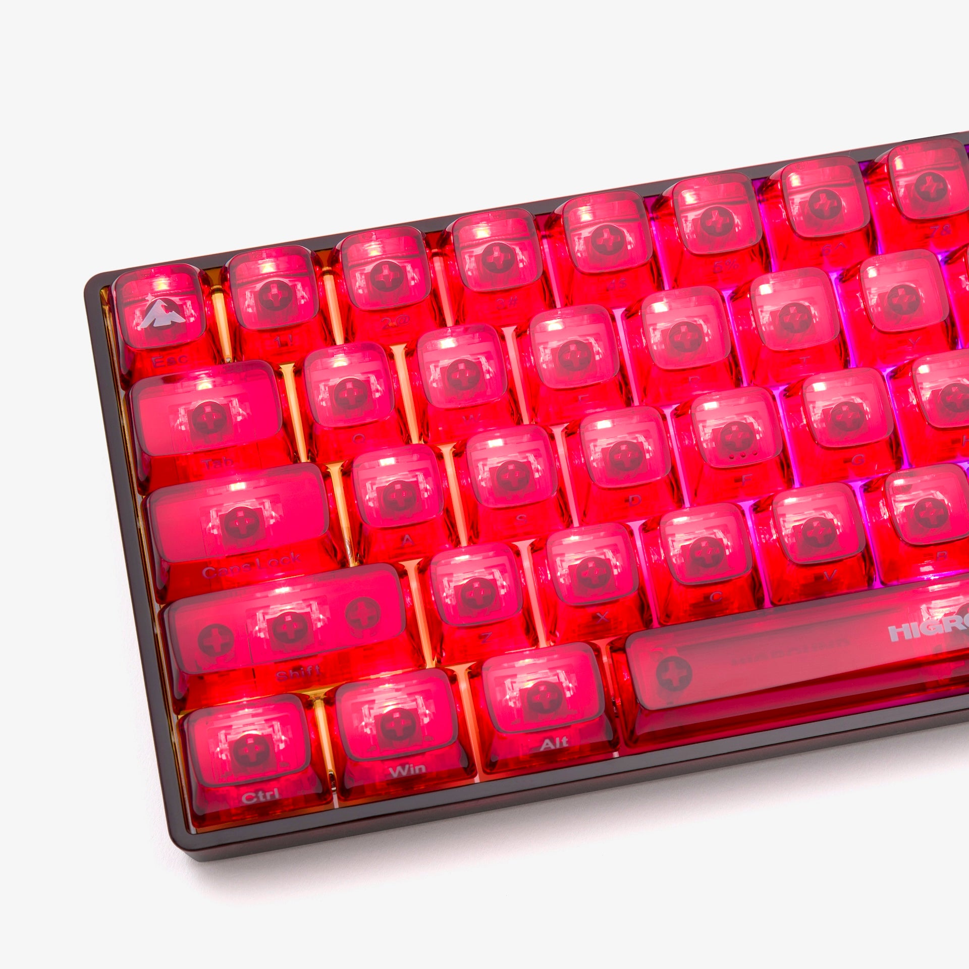 Clear Ruby Basecamp 65 Mechanical Keyboard - White Flame Switch - Compact 65% Layout for Gaming & Office Typing - Perfect for Esports, Programming & Home Workspace