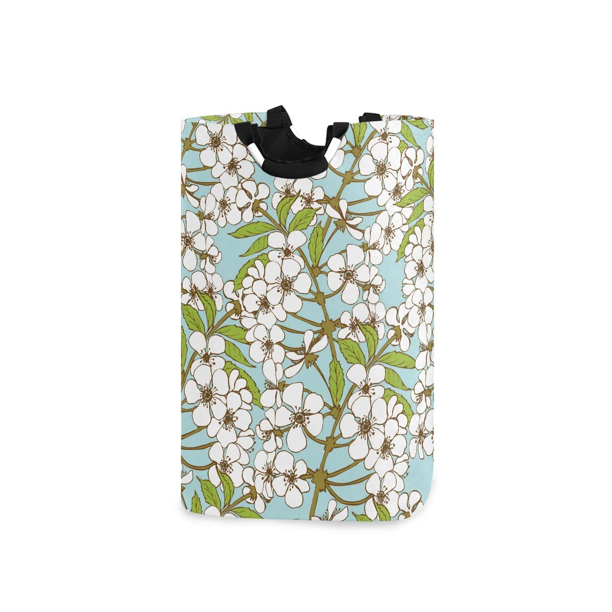 MNSRUU Foldable Laundry Bag with Handles - Cherry Blossom Floral Collapsible Hamper Basket for Laundry Room, Bathroom Storage & Organization - Perfect for Dorm, Travel, and Home Decor