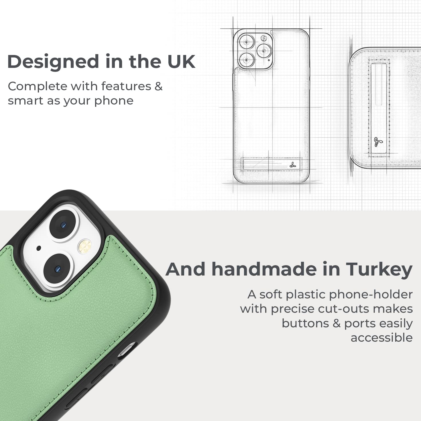 Premium Genuine Leather iPhone 13 Case with Kickstand - Snakehive Metro Leather Phone Cover with Stand | Durable Real Leather Protection | Perfect for Work, Travel & Everyday Use (Green)