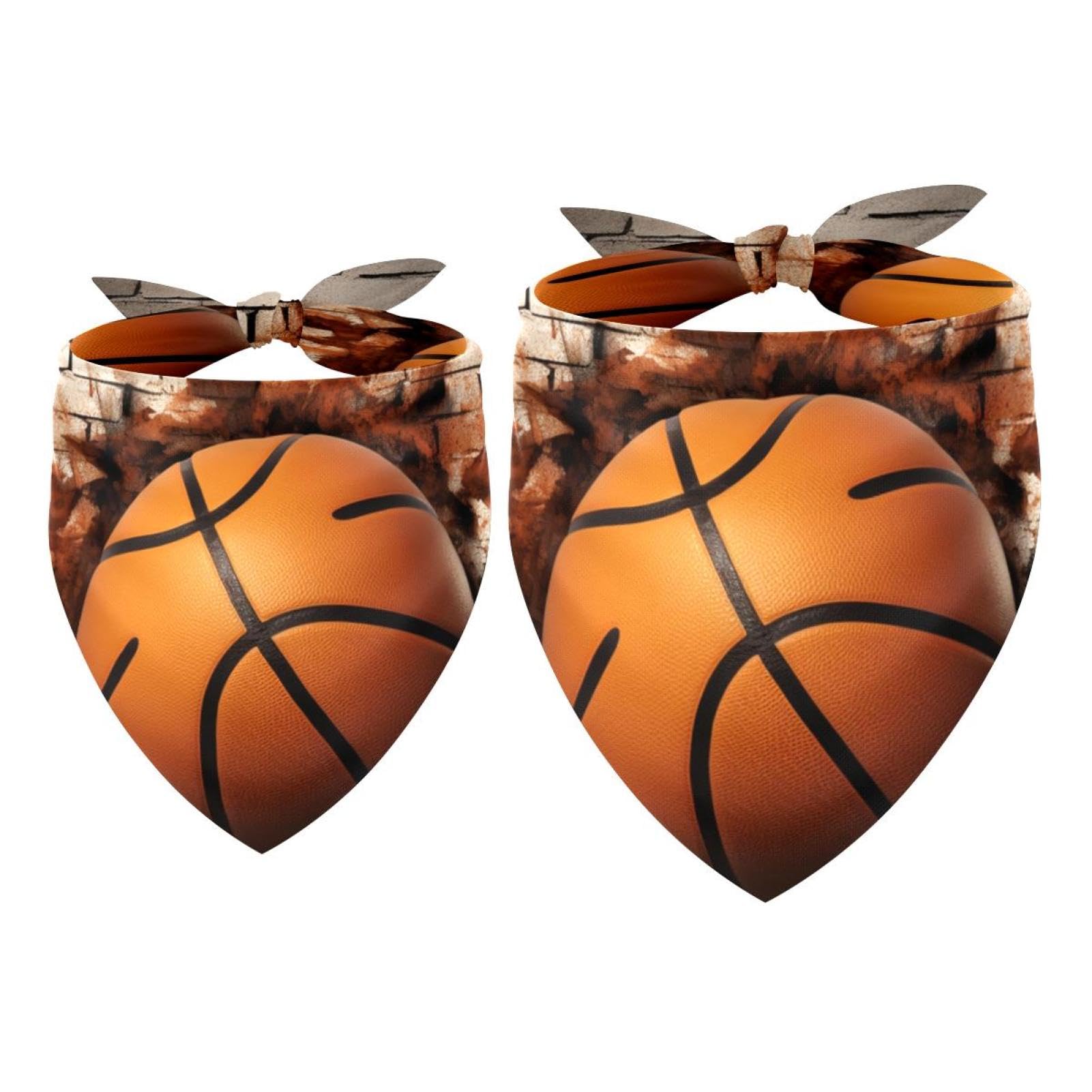 3D Basketball Pattern Dog Bandanas - 2-Piece Set for Small, Medium & Large Dogs & Cats - Pet Scarf & Accessories - Perfect for Pet Parties, Photo Shoots & Outdoor Adventures