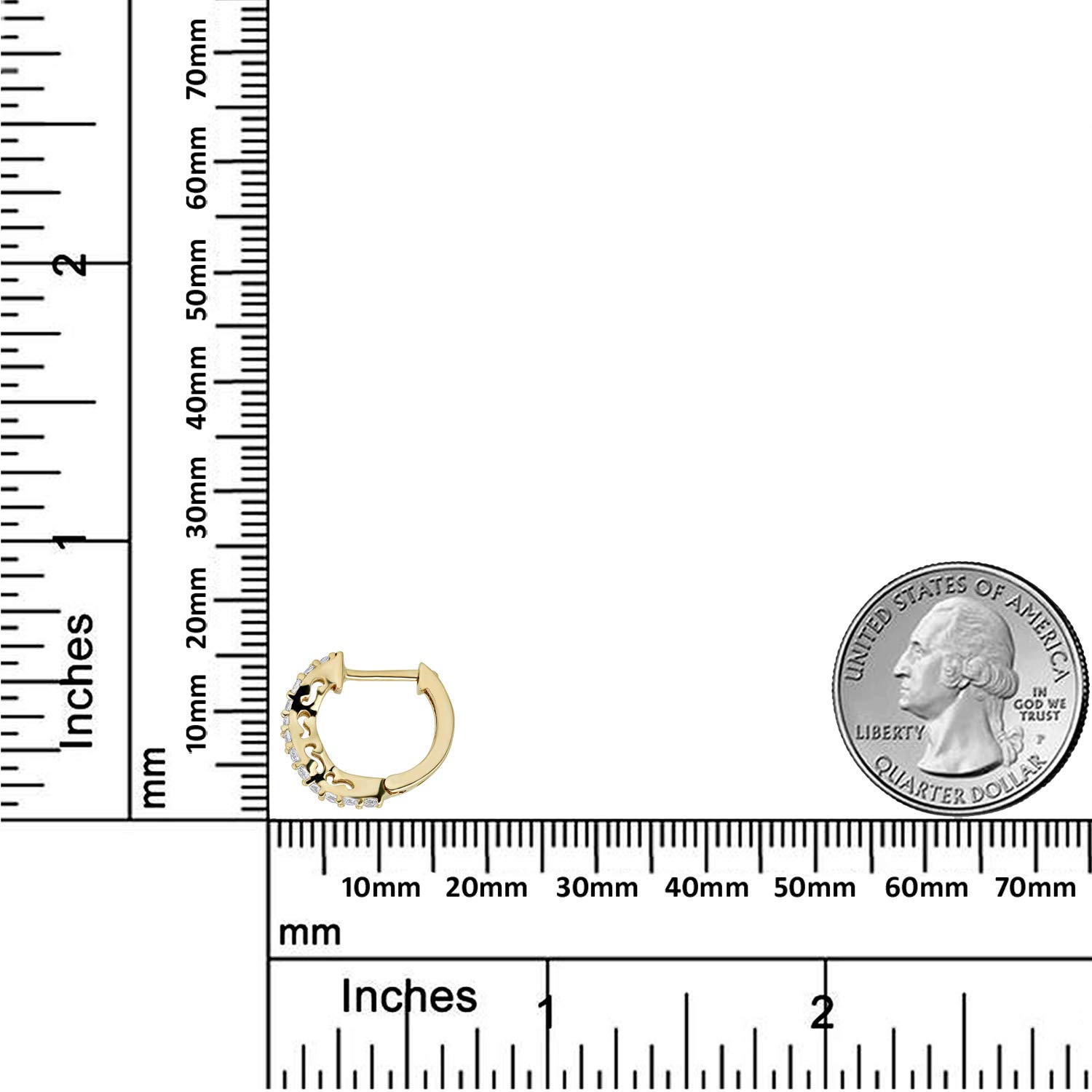 AVORA 10K Yellow Gold Curved Simulated Diamond CZ Huggie Hoop Earrings for Women - Elegant Everyday Jewelry Gift for Her, Perfect for Parties, Weddings & Special Occasions