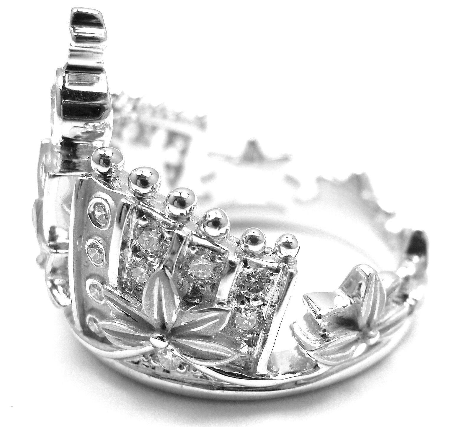 Authentic Carrera Y Carrera 18k White Gold Princess Russian Crown Diamond Ring for Women - Luxury Gift for Anniversary, Engagement & Special Occasions
