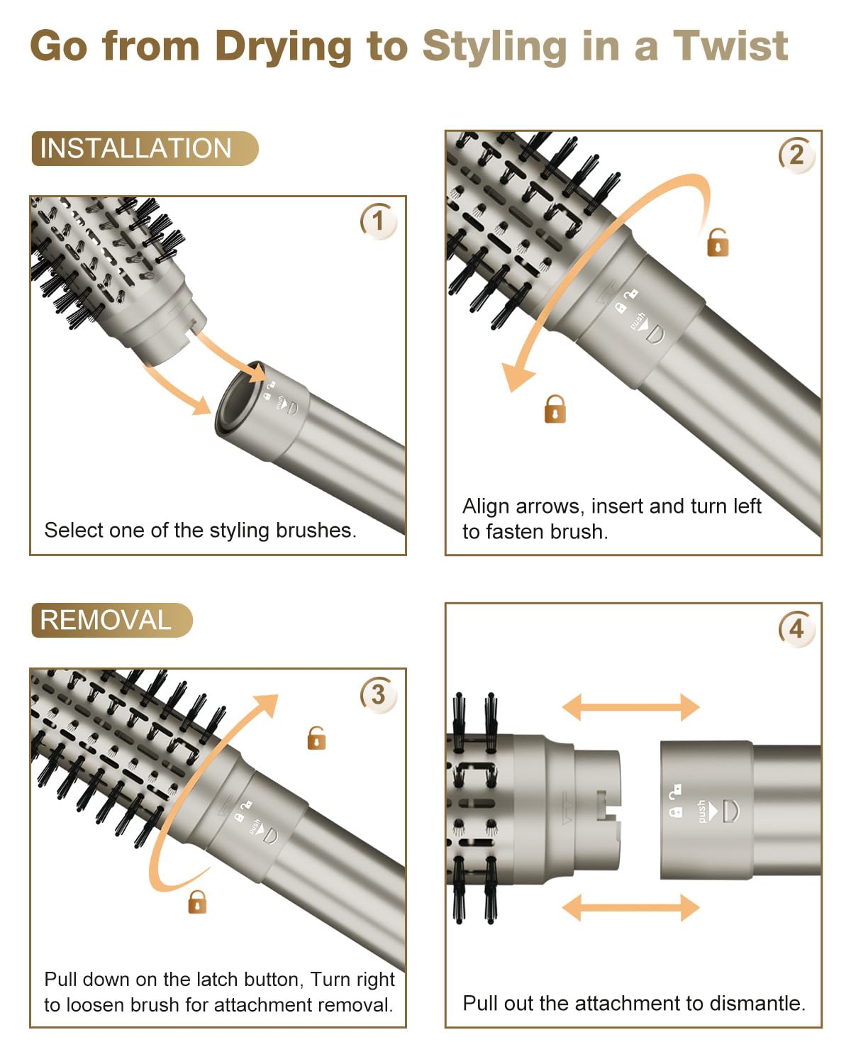 7MAGIC 6-in-1 Hair Dryer Brush - 110,000 RPM High Speed Ionic Blow Dryer for Fast Drying, Volumizing, Straightening & Curling | Professional Hair Styler for Salon-Quality Results at Home | Perfect for Daily Styling, Travel & Special Occasions
