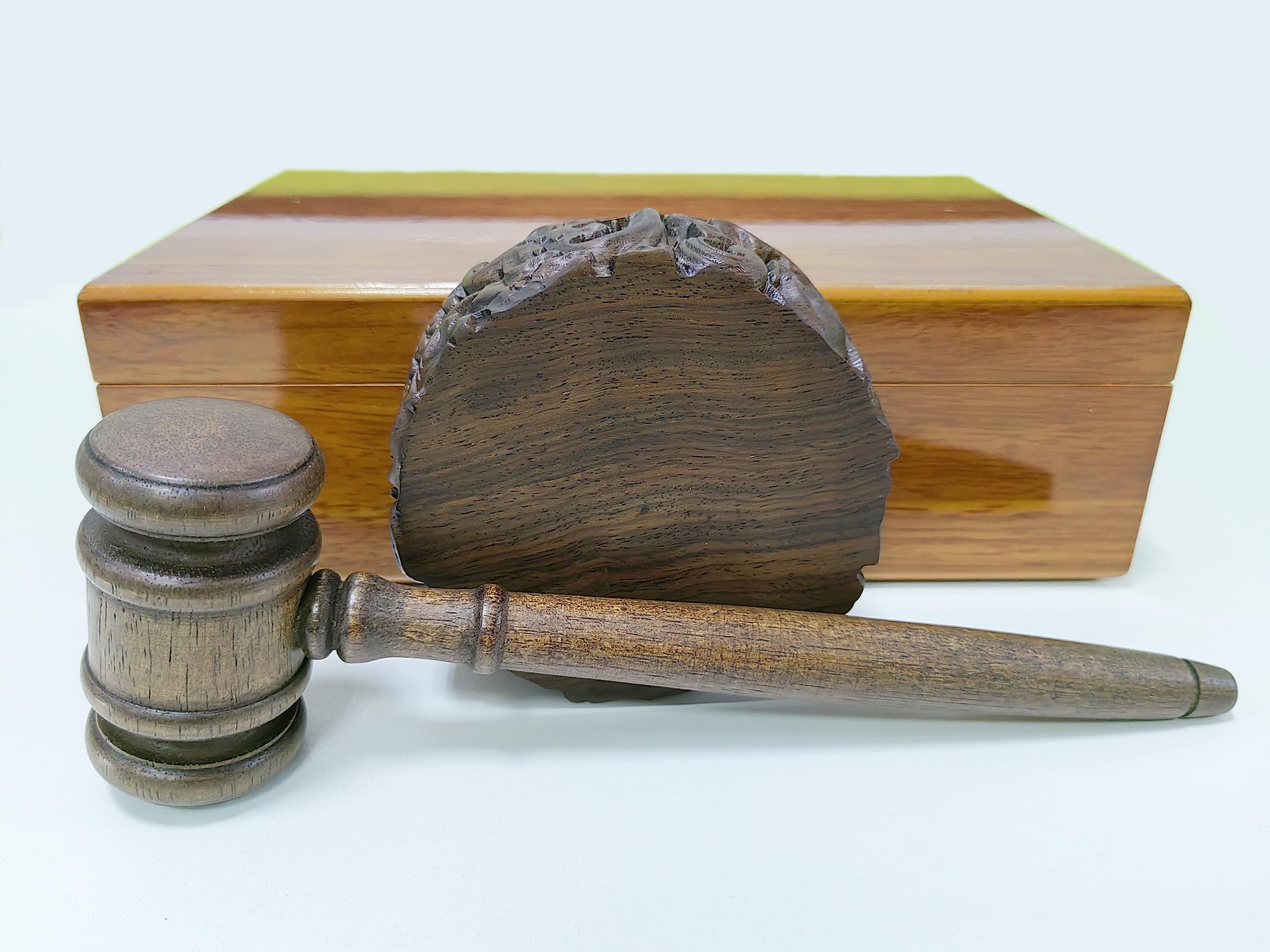 Unique Wooden Gavel and Block Set - Premium Judge Gift, Lawyer Present & Auctioneer Accessory - Handcrafted Solid Wood Courtroom Decor for Legal Professionals & Auction Enthusiasts - Perfect for Courtroom Ceremonies, Law Office Decor & Auction Events