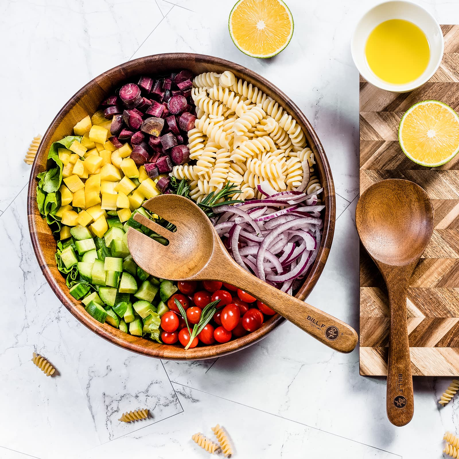 Premium Acacia Wood Salad Bowl Set - 12