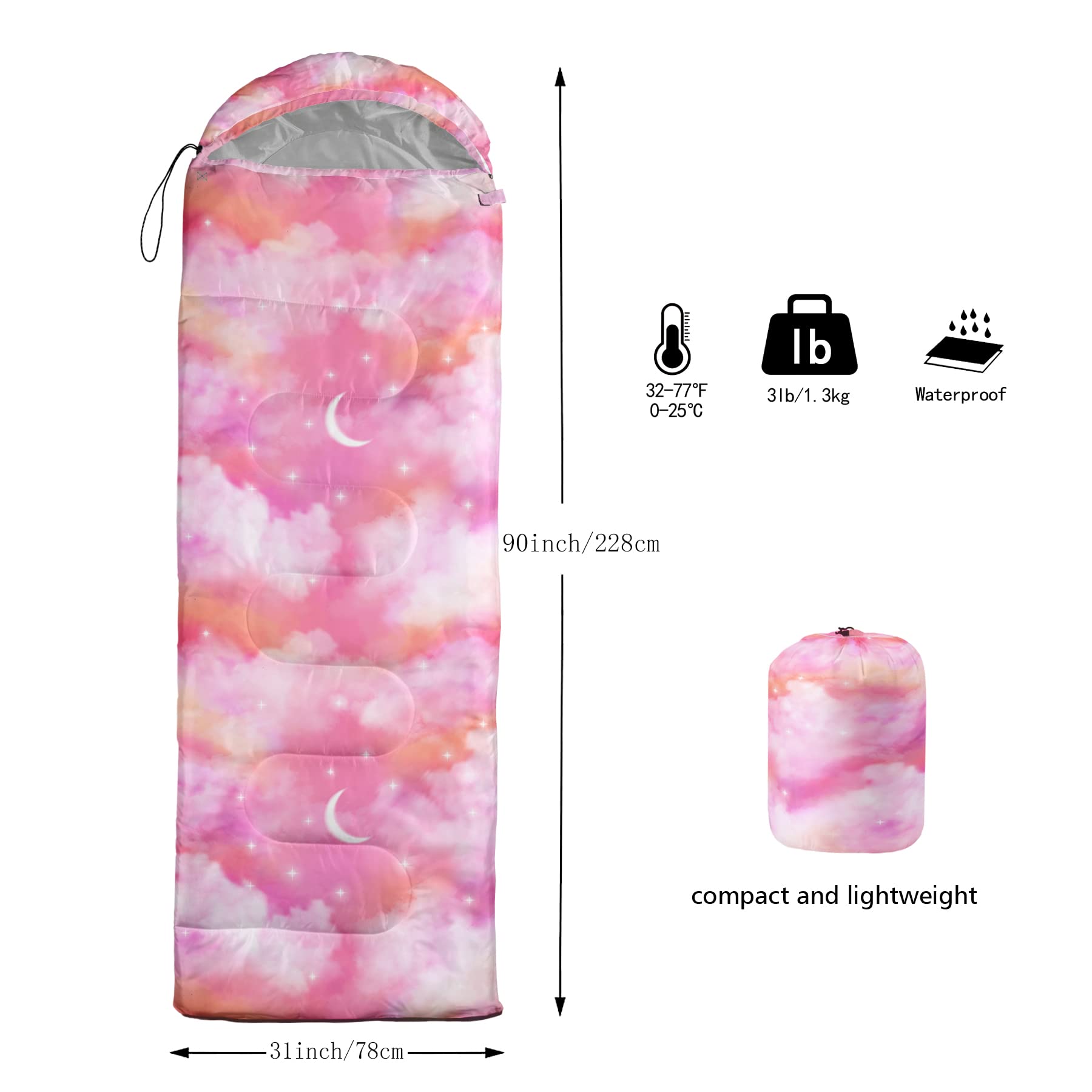 3 Season Lightweight Waterproof Sleeping Bags for Adults & Kids - Warm & Cool Weather Camping Gear for Travel, Hiking, and Outdoor Adventures