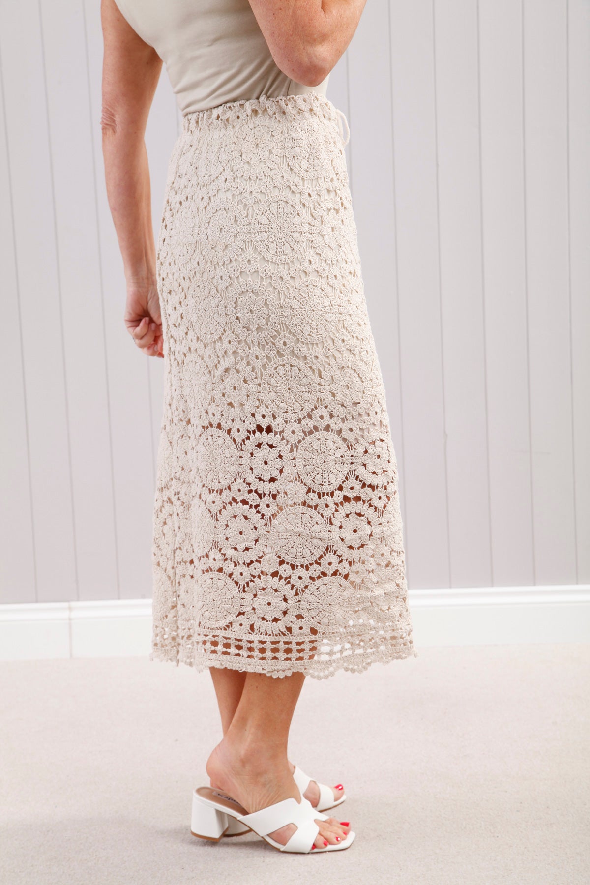 Havana Crochet Skirt for Women - Bohemian Summer Beach Skirt with Floral Lace Trim | Perfect for Vacations, Music Festivals & Beach Outfits