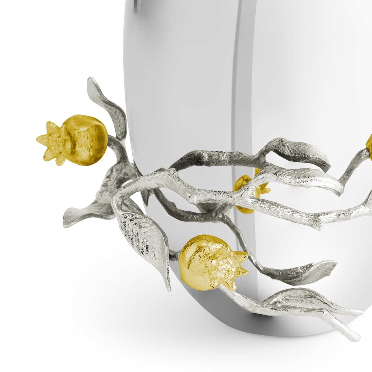 Elegant Pomegranate Silver & Gold Vase - Handcrafted Home Decor for Wedding Centerpieces, Dining Table & Luxury Gift Giving