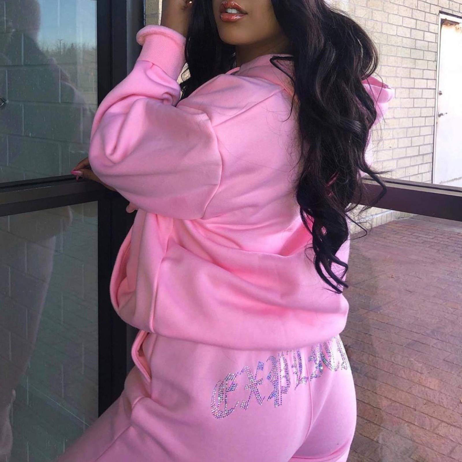 Women's Fleece Sports Suit - Long Sleeve Hoodie & Trousers Lounge Set - Cozy Winter Workout & Casual Wear for Running, Yoga, Home Relaxation