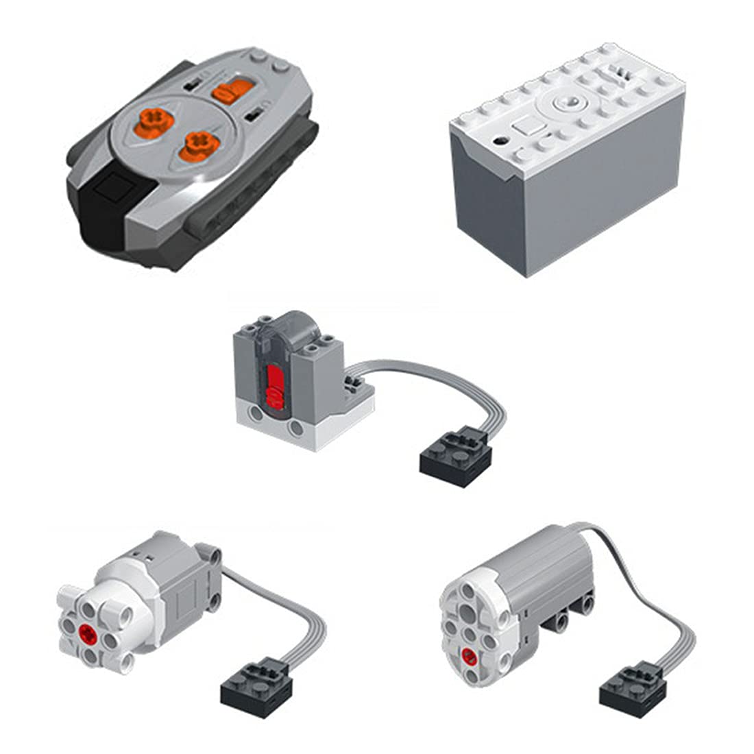Lego-Compatible 5Pcs Remote Control Motor Kit - Power Functions Set for Building & Robotics (Ideal for STEM Projects, DIY Creations & RC Toys)
