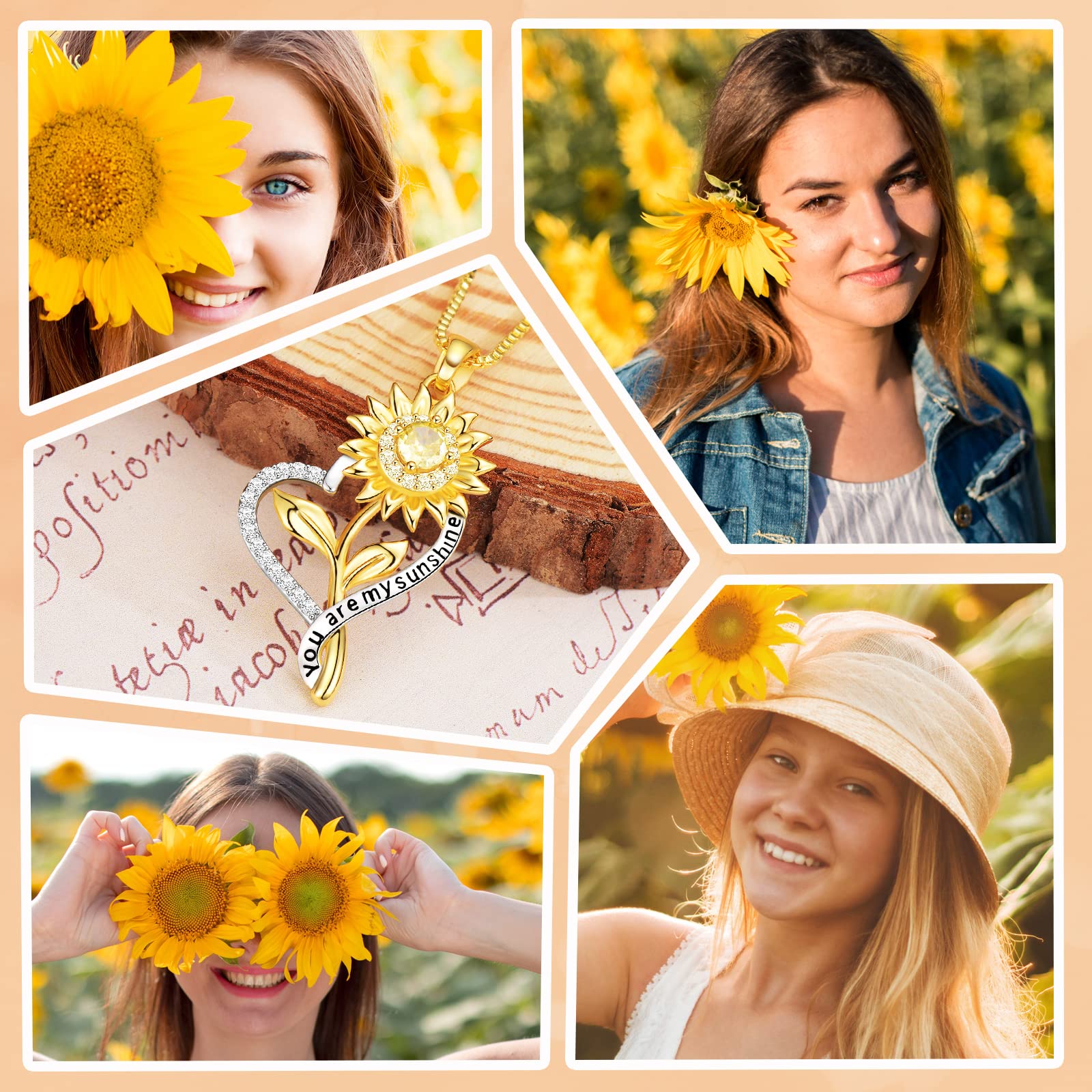 Sunflower Necklace for Women - You Are My Sunshine Jewelry Gift for Wife, Girlfriend, Her - Perfect for Birthdays, Anniversaries & Everyday Wear