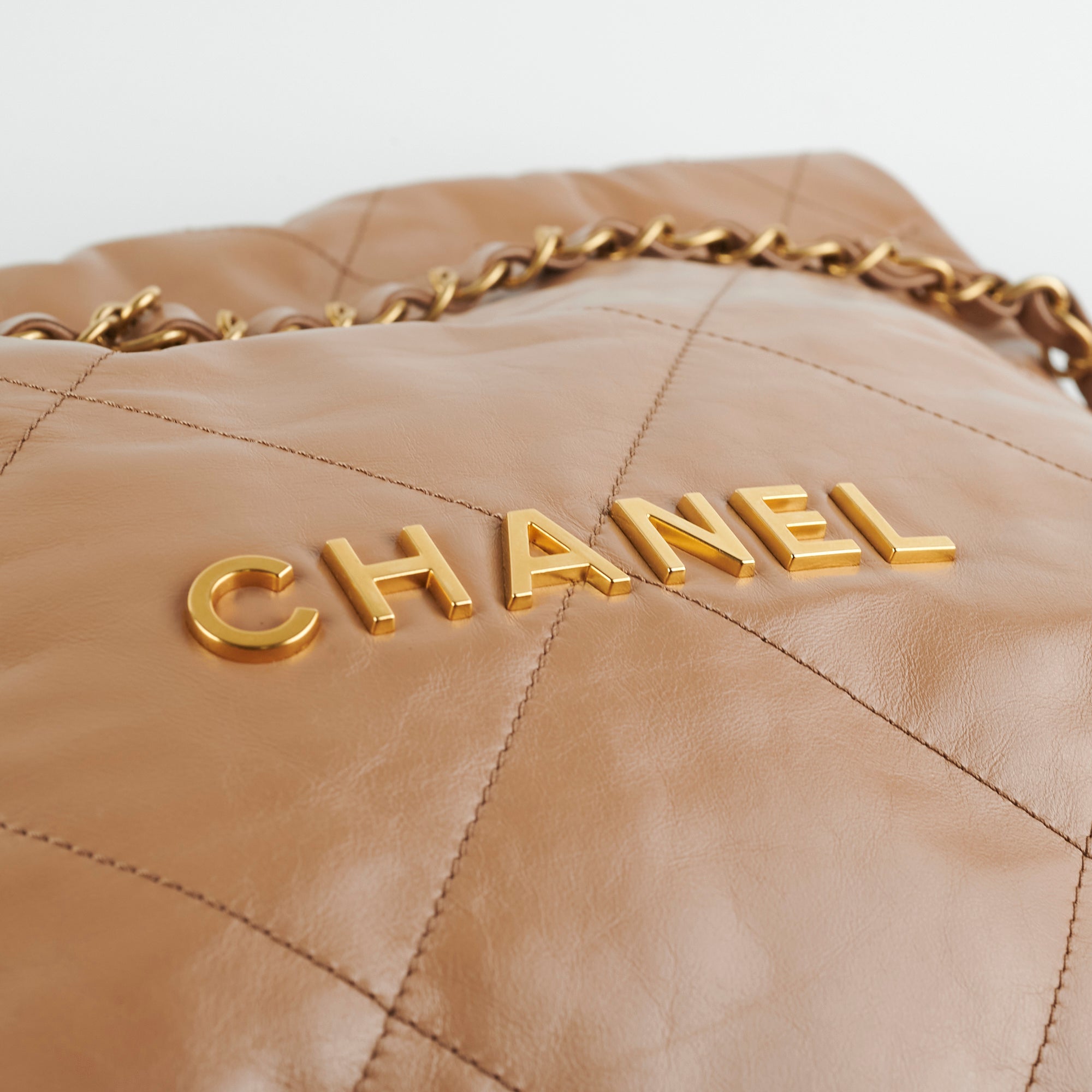 Chanel 22 Small Beige Lambskin Leather Handbag - Luxury Designer Crossbody Bag for Women | Perfect for Date Night, Office & Special Occasions