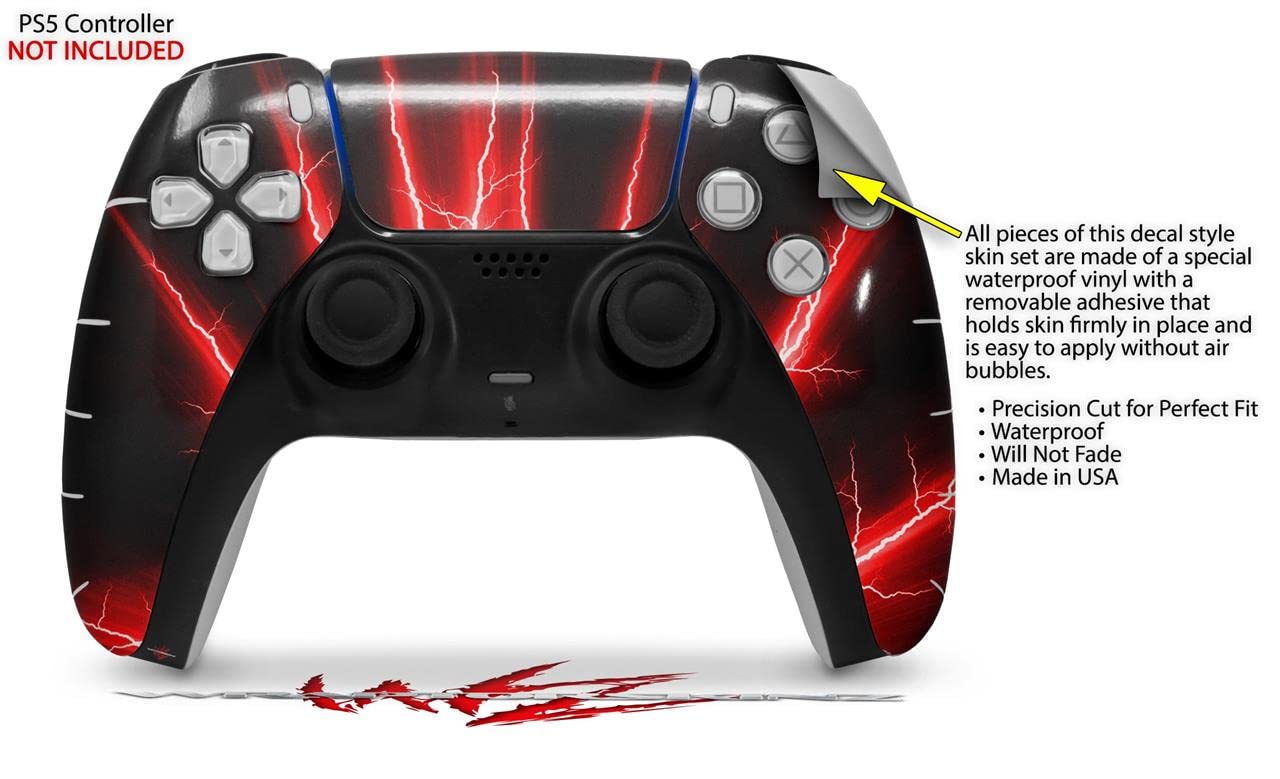 Premium WraptorSkinz Skin Wrap for Sony PS5 DualSense Controller - Lightning Red (Controller Not Included) | Customizable Protection & Grip for Gaming Enthusiasts | Perfect for Competitive Gaming & Long Play Sessions