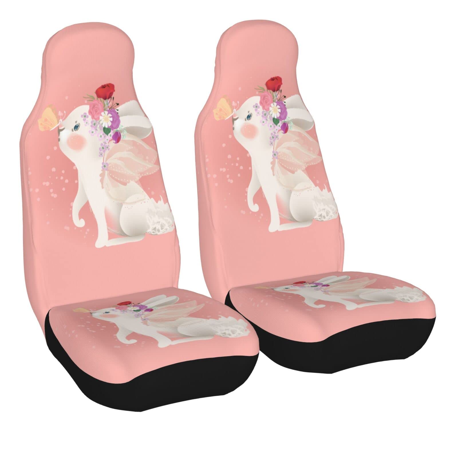 Premium Delerain 2-Piece Rabbit Print Car Seat Covers - Universal Fit for Most Cars, SUVs, Sedans & Trucks | Waterproof Interior Protector for Comfort & Style