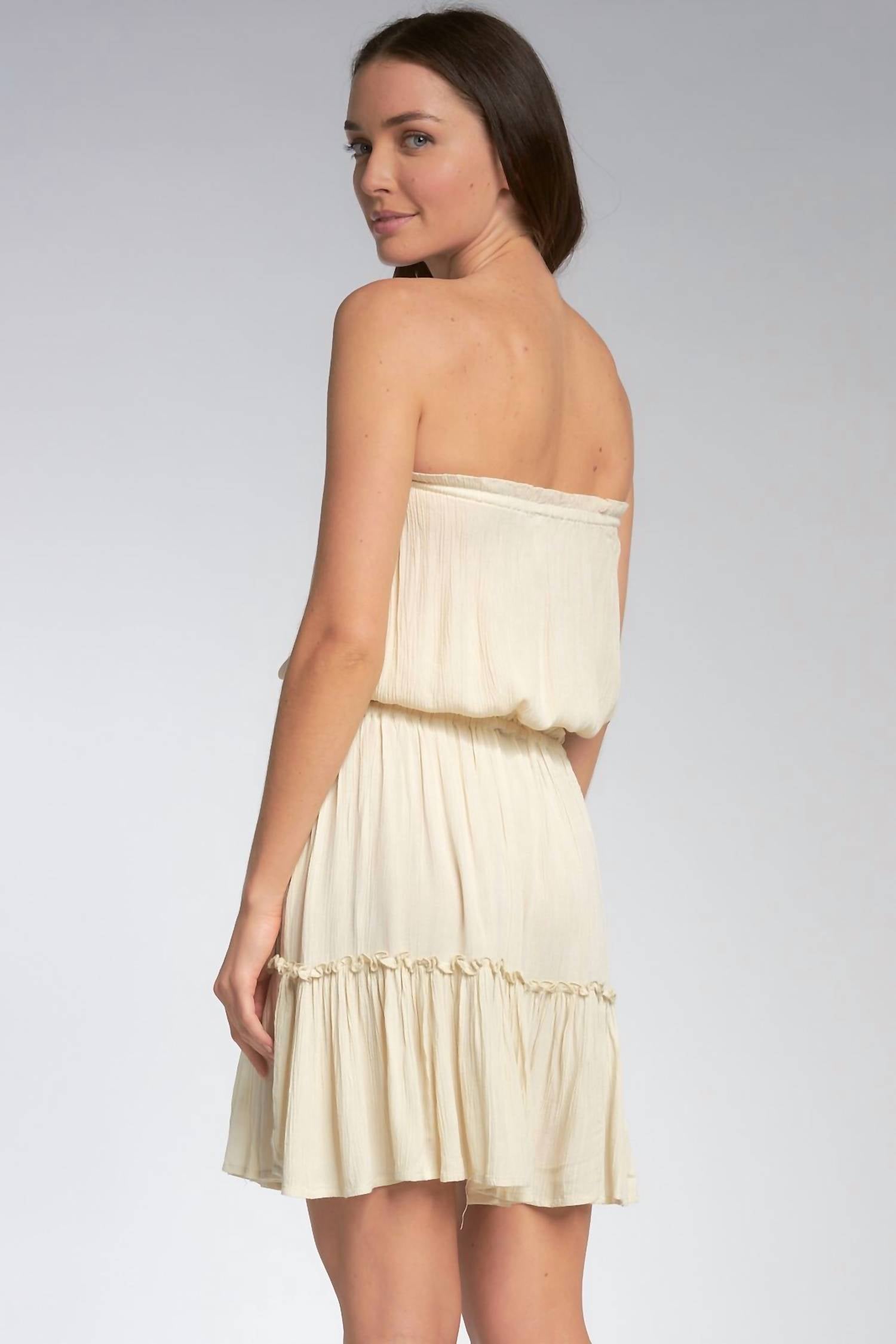 Neena Strapless Tube Top in Natural - Women's Fashion Basic for Summer, Beach, and Casual Outfits