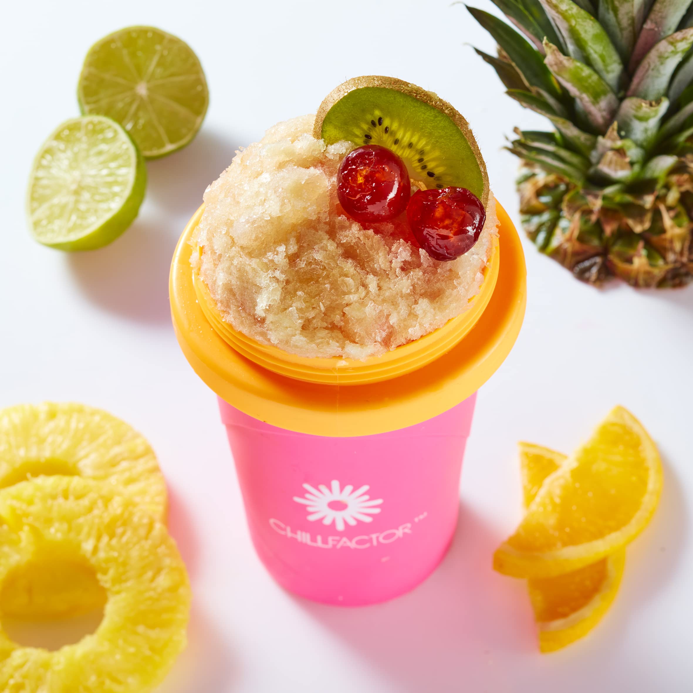 ChillFactor Slushy Maker Cup - Reusable DIY Slushie Maker for Kids & Adults, Neon Pink Frozen Drink Maker, Perfect for Summer Parties, Poolside Treats & Family Fun