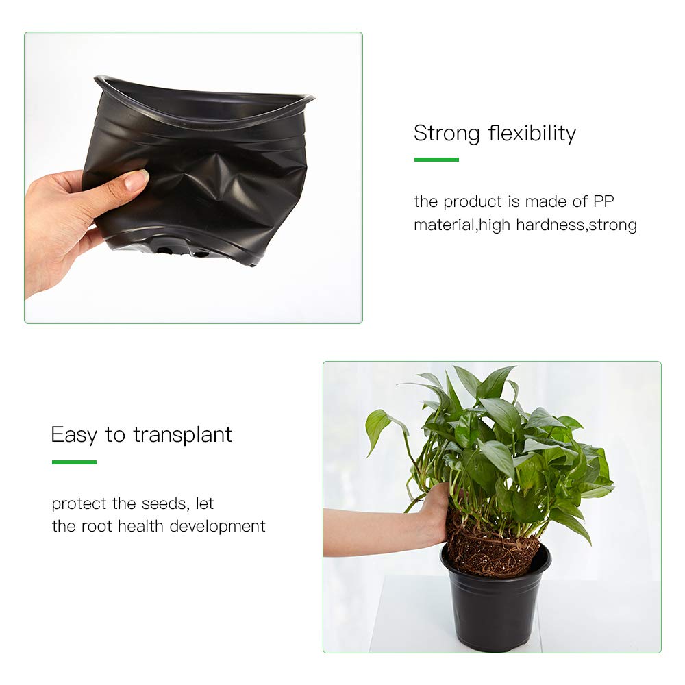 JERIA 50-Pack 0.5 Gallon Plastic Plant Nursery Pots - Seed Starting Pots, Flower Plant Containers for Indoor/Outdoor Gardening, Transplanting, and Home Garden Use