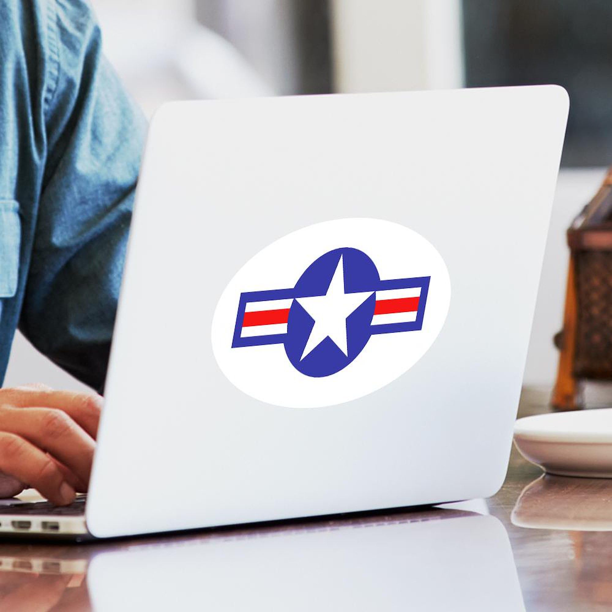 Air Force Star and Bars Oval Car Bumper Sticker - Patriotic Military Decal for Vehicles, Laptops & Windows | Perfect for Veterans, Supporters & Car Enthusiasts