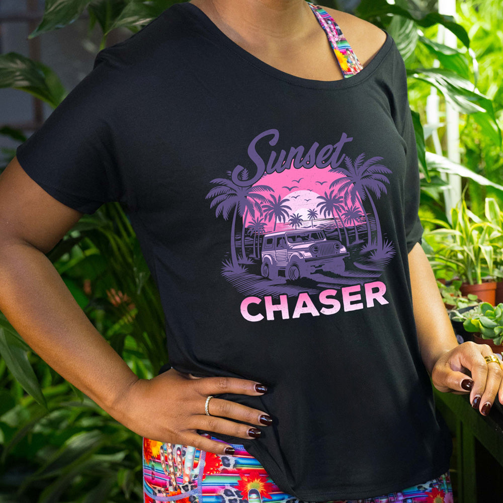 Sunset Chaser Slouchy T-Shirt | Soft Relaxed Fit Women's Casual Tee | Perfect for Beach Days, Weekend Outings & Cozy Loungewear
