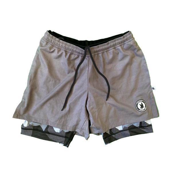 Men's 2-in-1 Compression Shorts with Solid Charcoal Eagle Camo - Moisture Wicking Workout & Running Gear for Gym, Sports & Outdoor Activities
