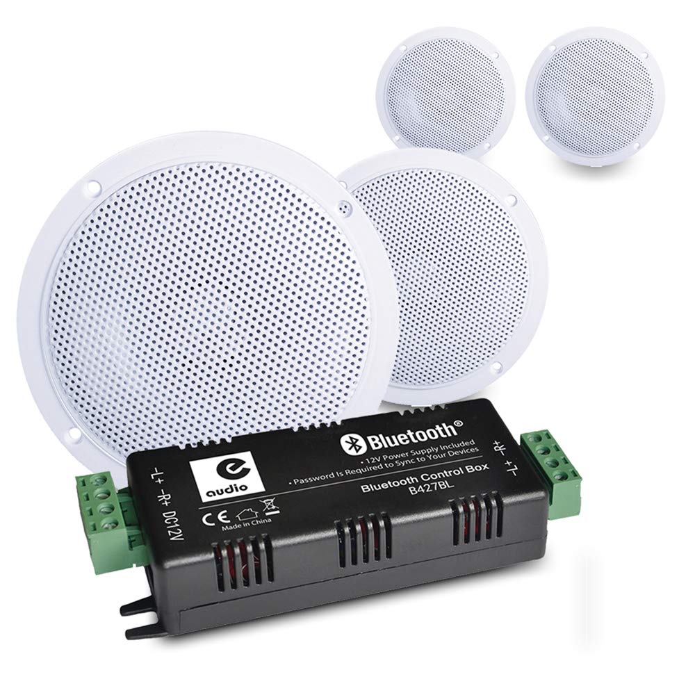 E-Audio B300A Wireless Bluetooth Ceiling Speakers for Kitchen, Bathroom & Home - 4 Pack - Perfect for Multi-Room Audio & Entertainment Systems