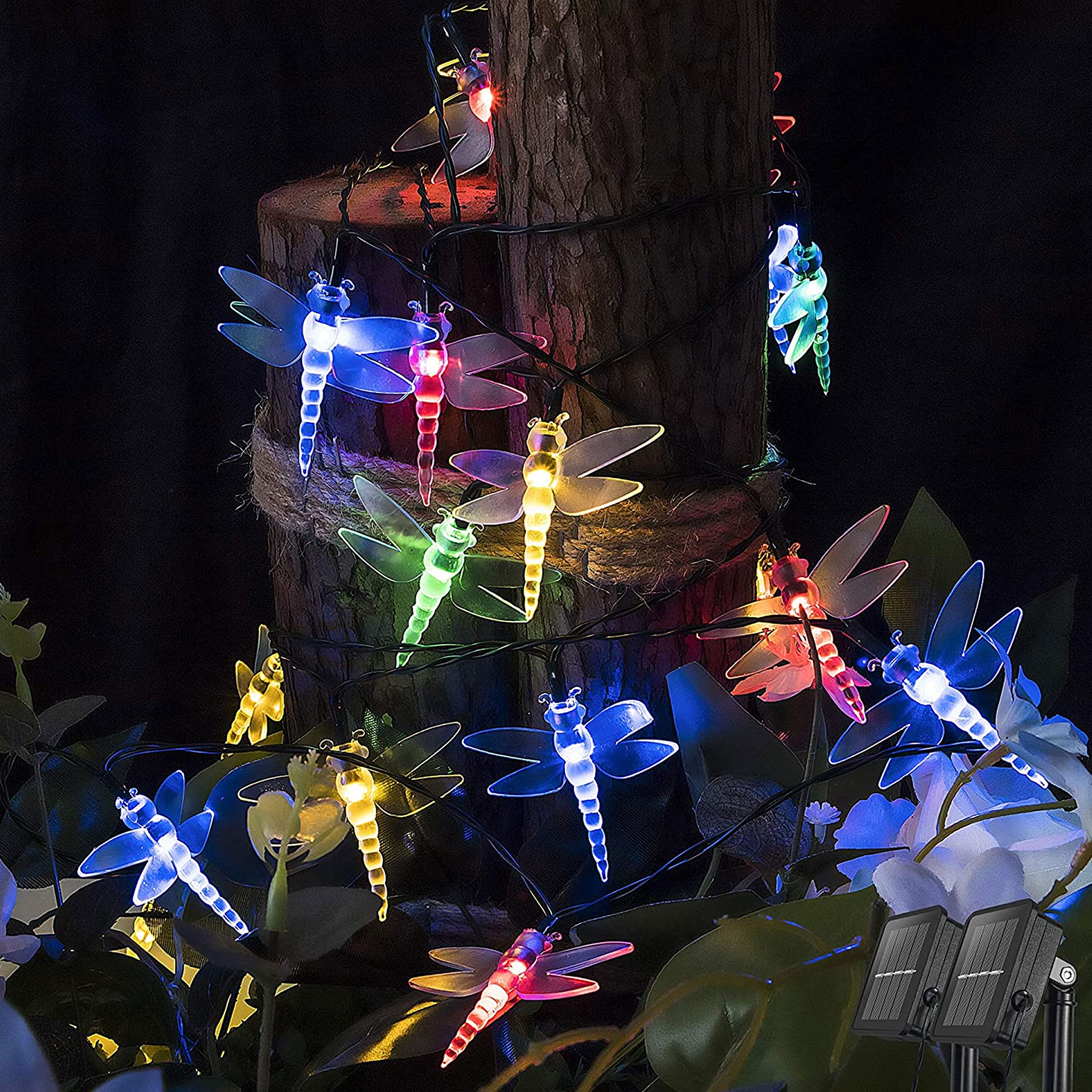 2 Pack Dragonfly Fairy String Lights - 40 LED Solar Powered Outdoor Waterproof Lights for Garden, Patio, Party & Wedding Decor