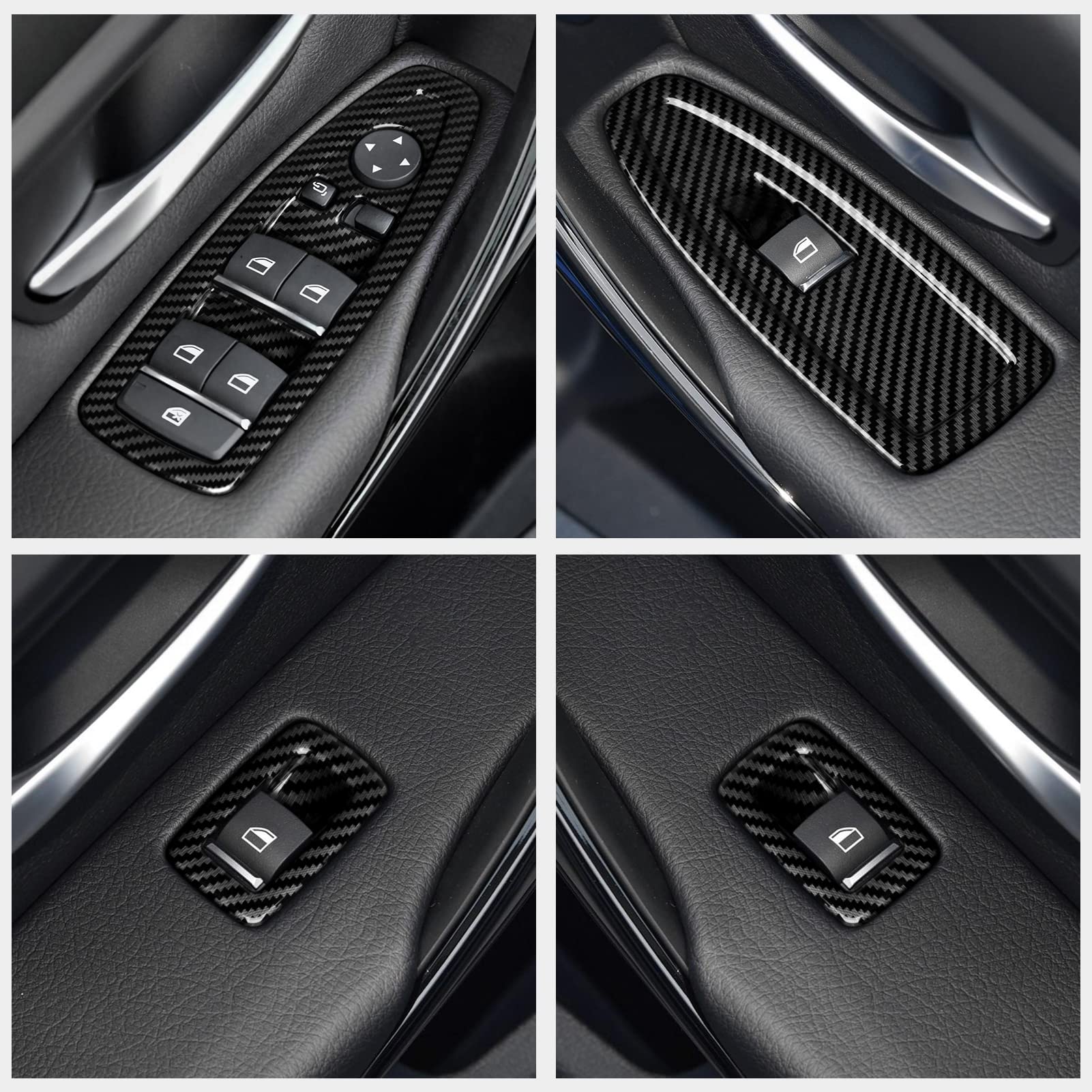 Carbon Fiber ABS Car Window Switch Cover Trim Decal - Compatible with BMW 3 Series F30 F34 3GT Models | Interior Accessories Upgrade | Perfect for Car Enthusiasts & DIY Projects