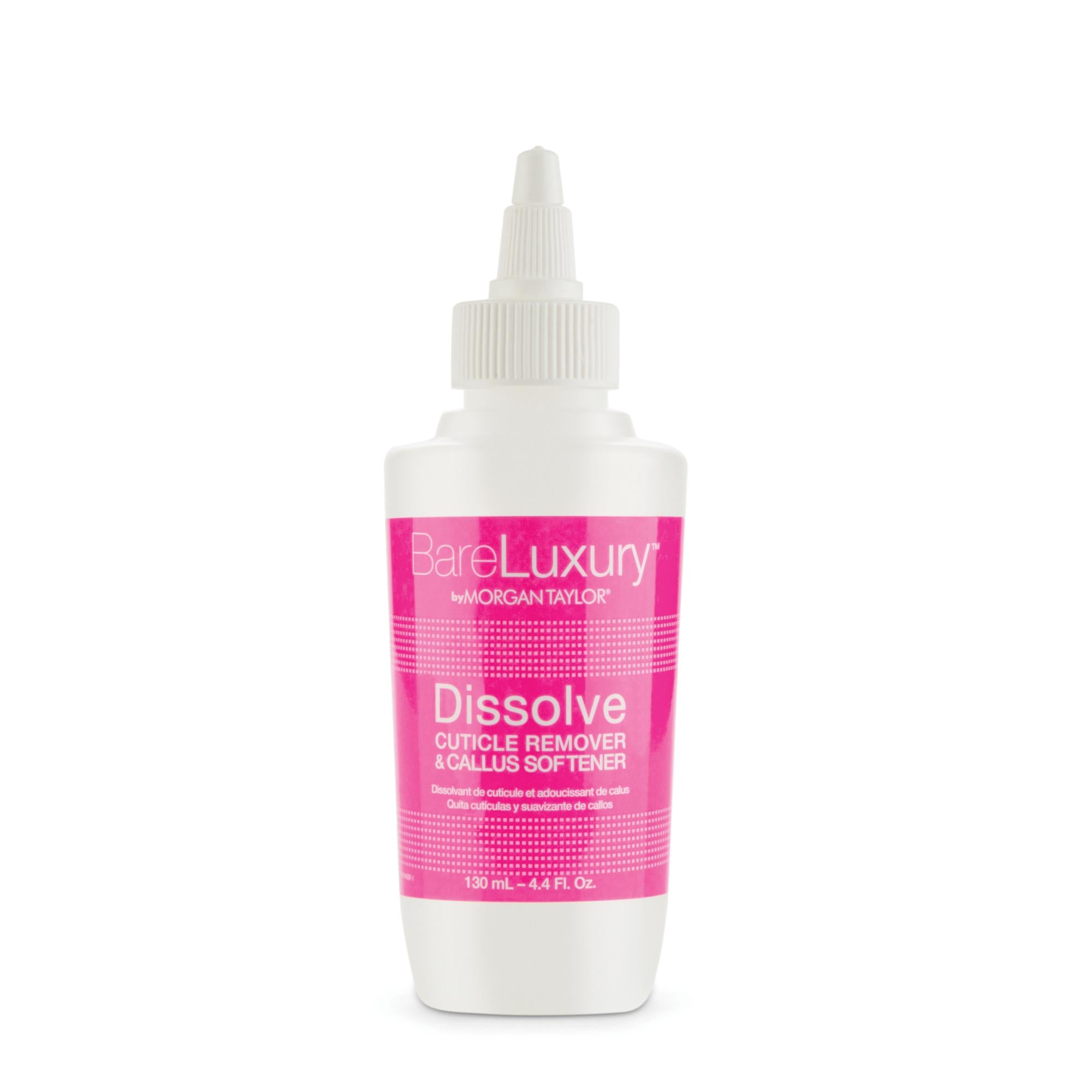 Morgan Taylor BareLuxury Dissolve Cuticle Remover & Callus Softener - 4.4 fl oz Professional Nail Care Solution for Salon & Home Manicures