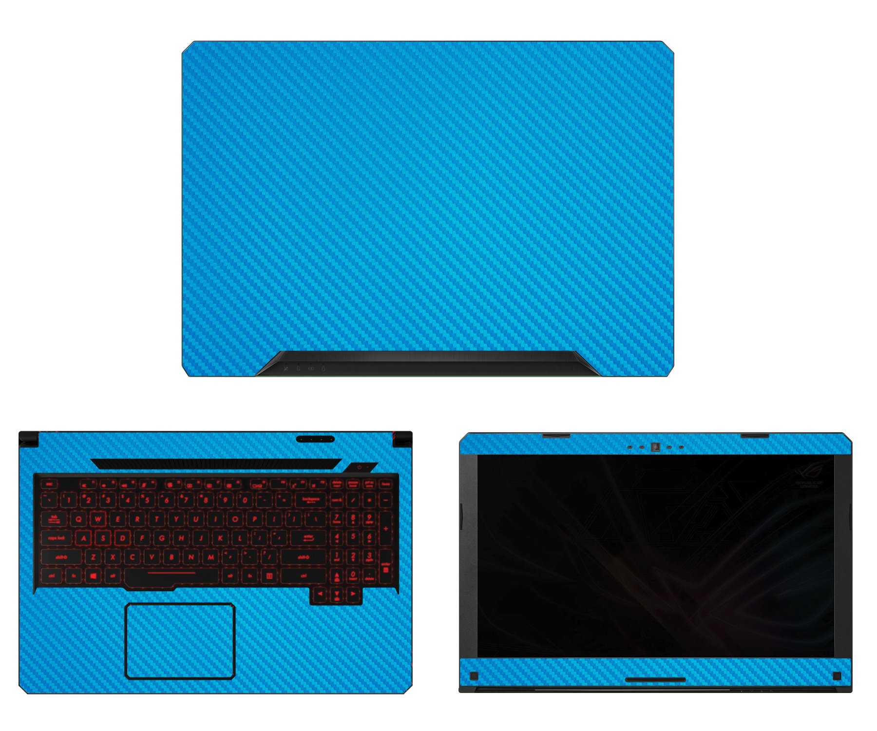 Decalrus Protective Decal for Asus TUF Gaming Laptop FX504 - 15.6 Inch Blue Carbon Fiber Skin Wrap Case Cover (CFasusTUF15_Fx504LiteBlue) - Durable Laptop Protection for Gaming, Work & Travel