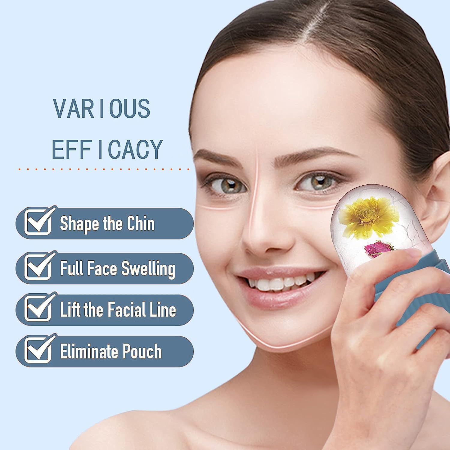 Cooling Ice Roller for Face - Reusable & Unbreakable Facial Massager for Puffy Eyes & Glowing Skin | Blue Ice Cube Roller | Perfect for Morning Routine, Post-Workout Recovery & Spa Relaxation
