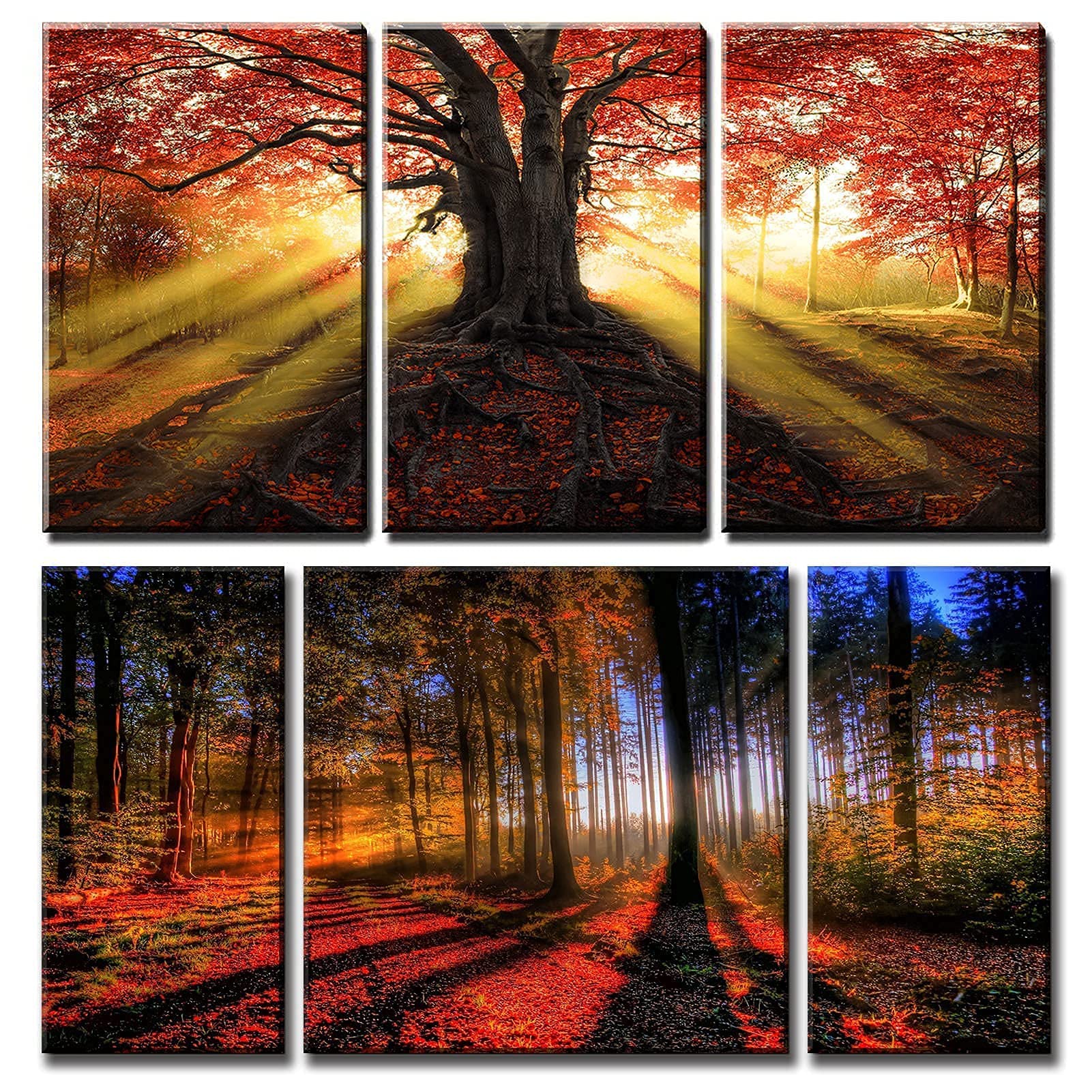 SDMIKEFLAX 2-Piece Large Canvas Wall Art Set - Forest Nature & Tree Landscape Prints (48x24 & 48x26 Inches) - Premium Home Decor for Living Room, Bedroom, Bathroom & Office - Modern Wall Pictures for Interior Design & Housewarming Gifts
