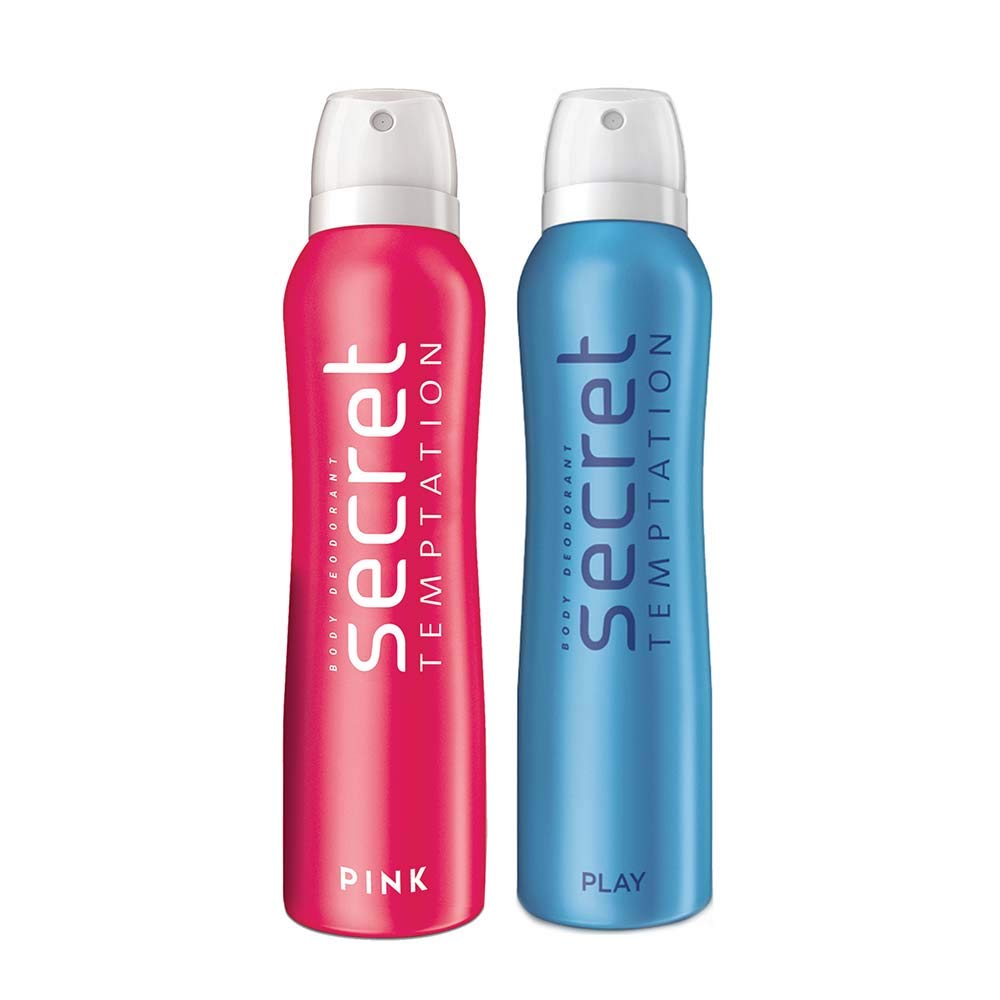 Secret Temptation Play & Pink Women's Deodorant Combo Pack - 2 x 150ml Fresh Scent Long-Lasting Protection - Perfect for Gym, Work & Everyday Confidence Boost