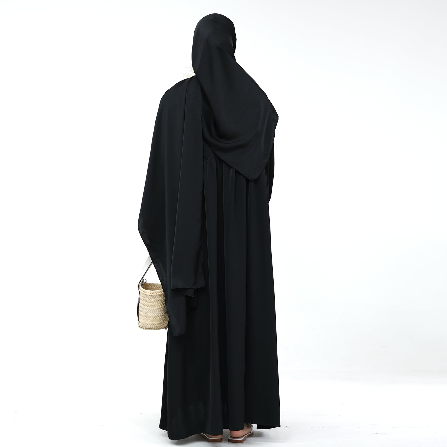 Amelia Satin Abaya Set - Elegant Black Muslim Prayer Dress for Women | Perfect for Eid, Ramadan & Special Occasions