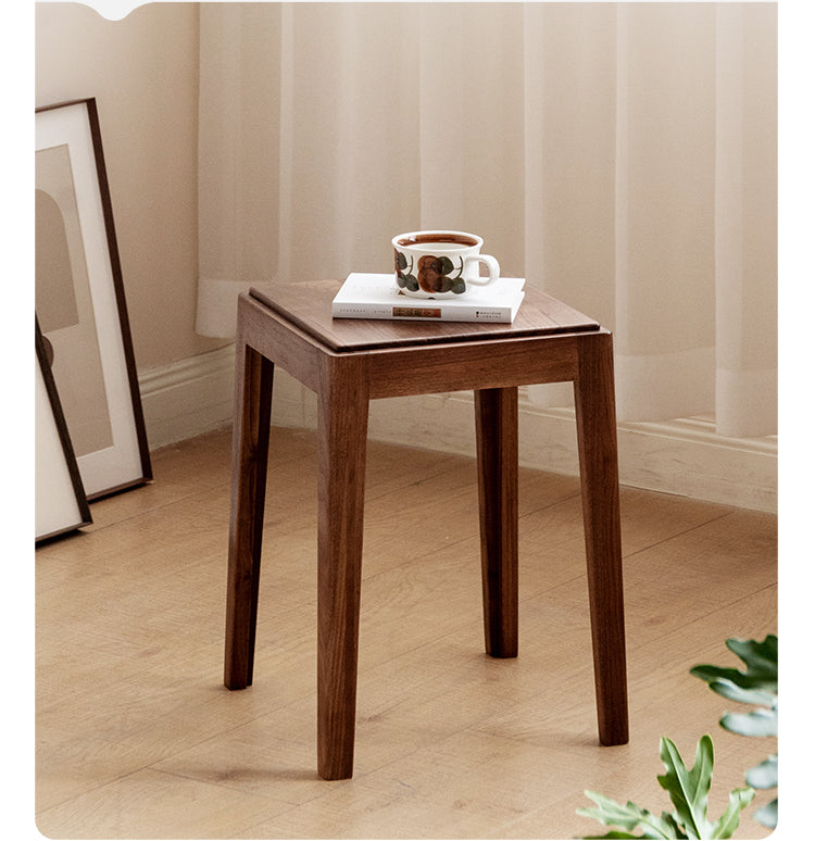 Premium Black Walnut Solid Wood Folding Stool - Modern Handcrafted Bar Stool for Kitchen Island, Dining Room & Home Decor | Space-Saving Design for Small Spaces