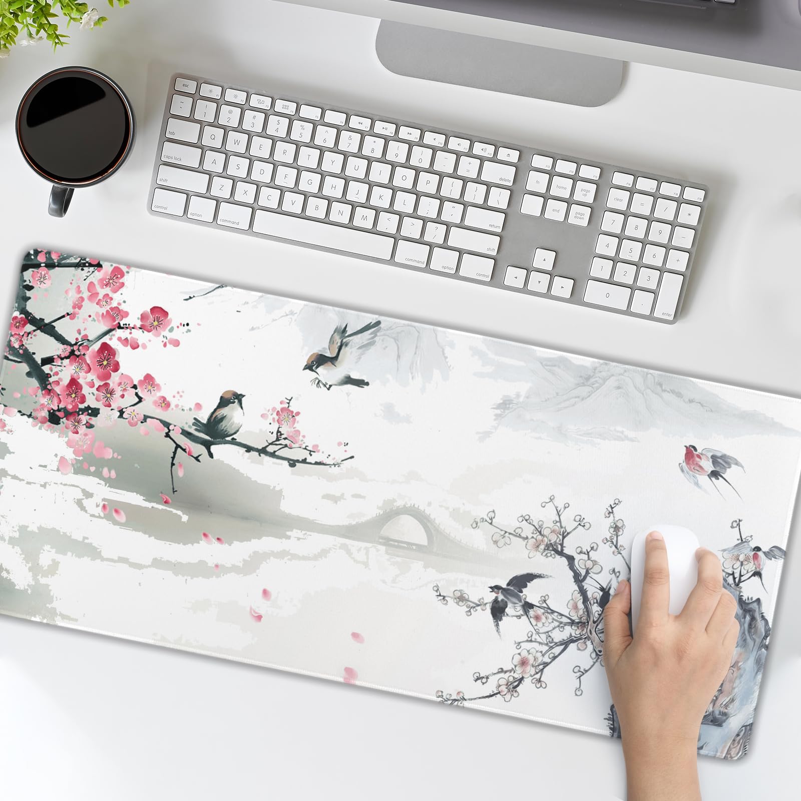 Cherry Blossom Gaming Mouse Pad - Large Non-Slip Desk Mat for PC, Office & Home Use