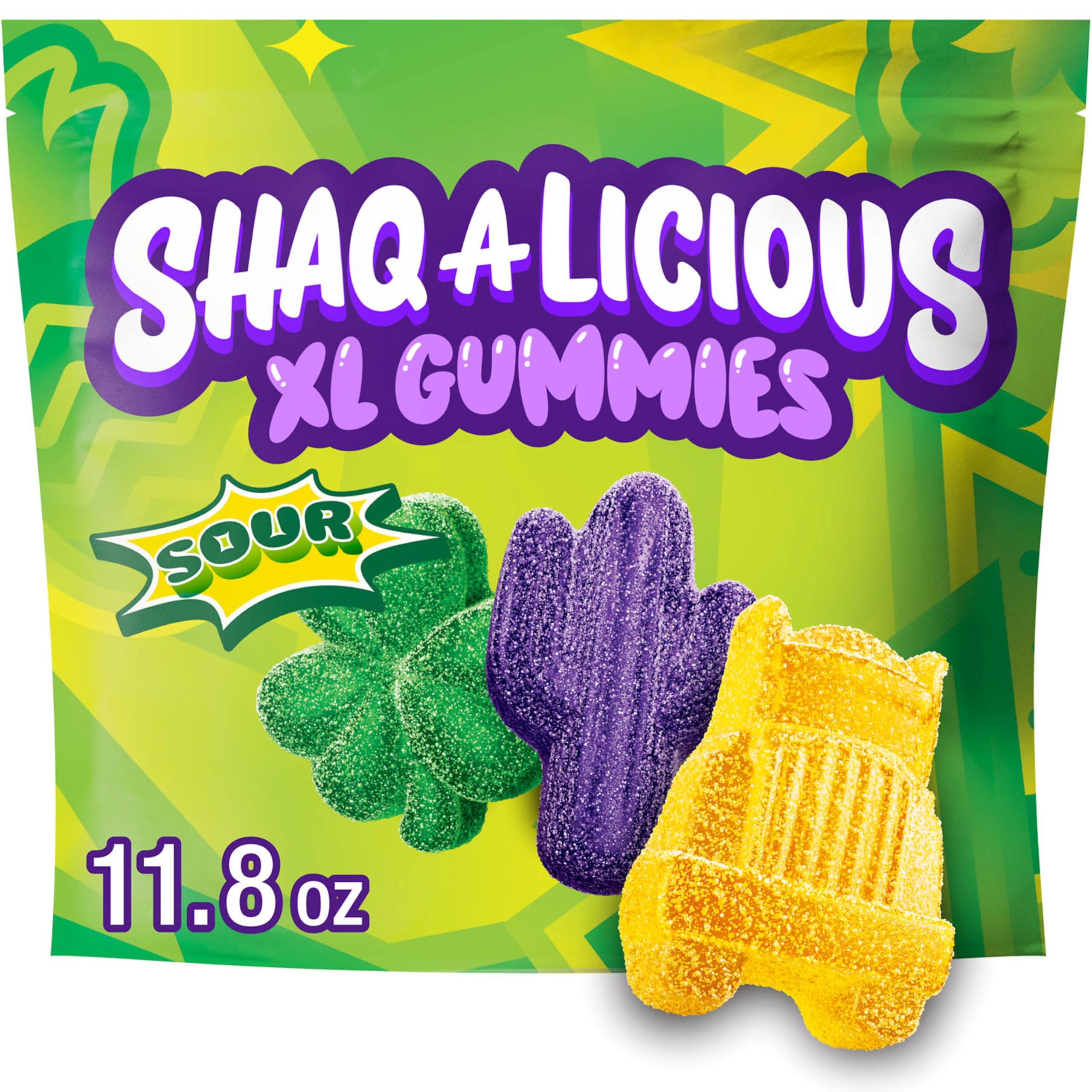 SHAQ-A-LICIOUS XL GUMMIES Sour Chewy Candy - 11.8 oz Bulk Bag - Perfect for Parties, Movie Nights & Snacking