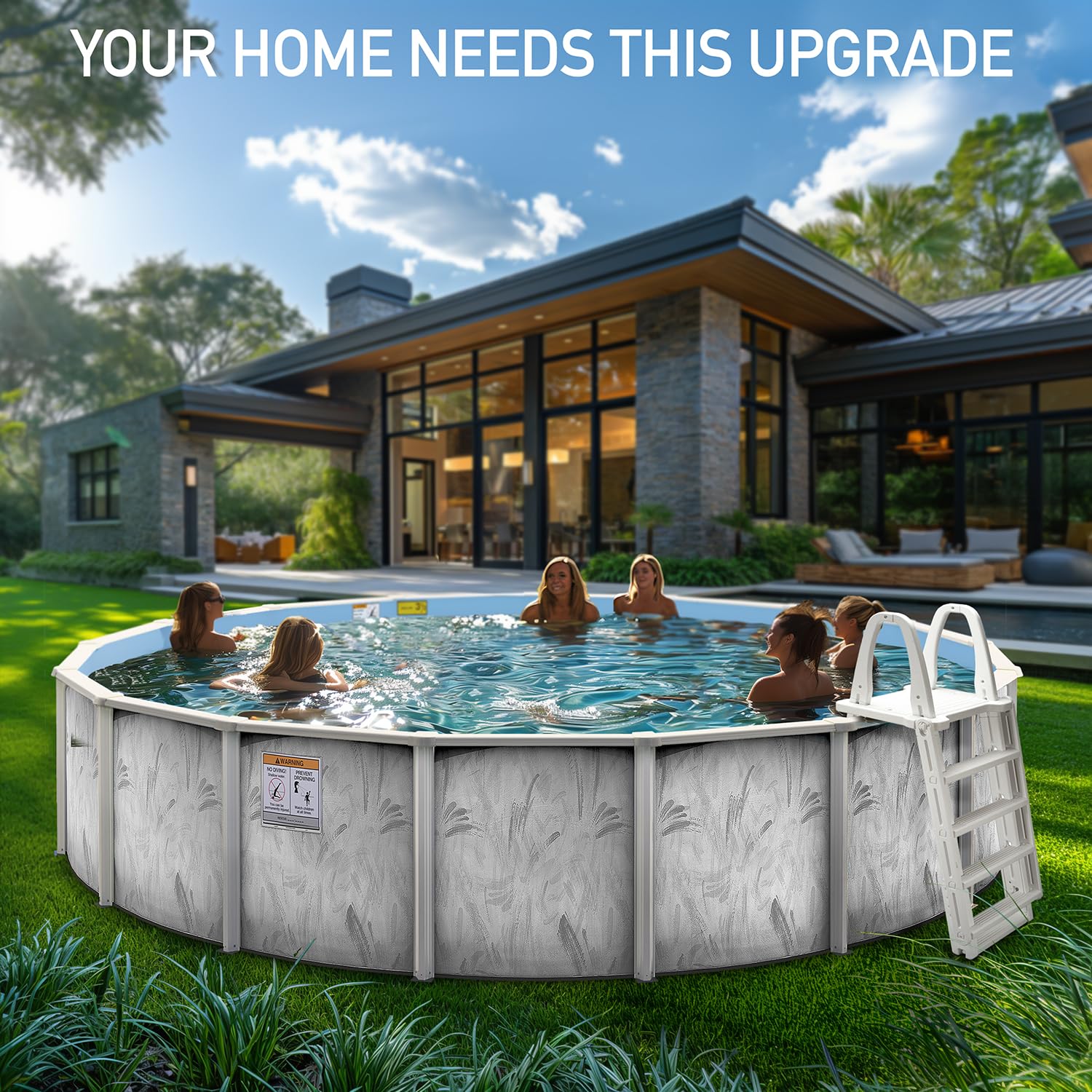 21 Foot x 52 Inch Doughboy Above Ground Pool Kit - Steel Wall Pool with Liner, Sand Filter, Pump & Skimmer - Made in USA by Hollowell Industries - Perfect for Backyard Family Fun & Summer Relaxation